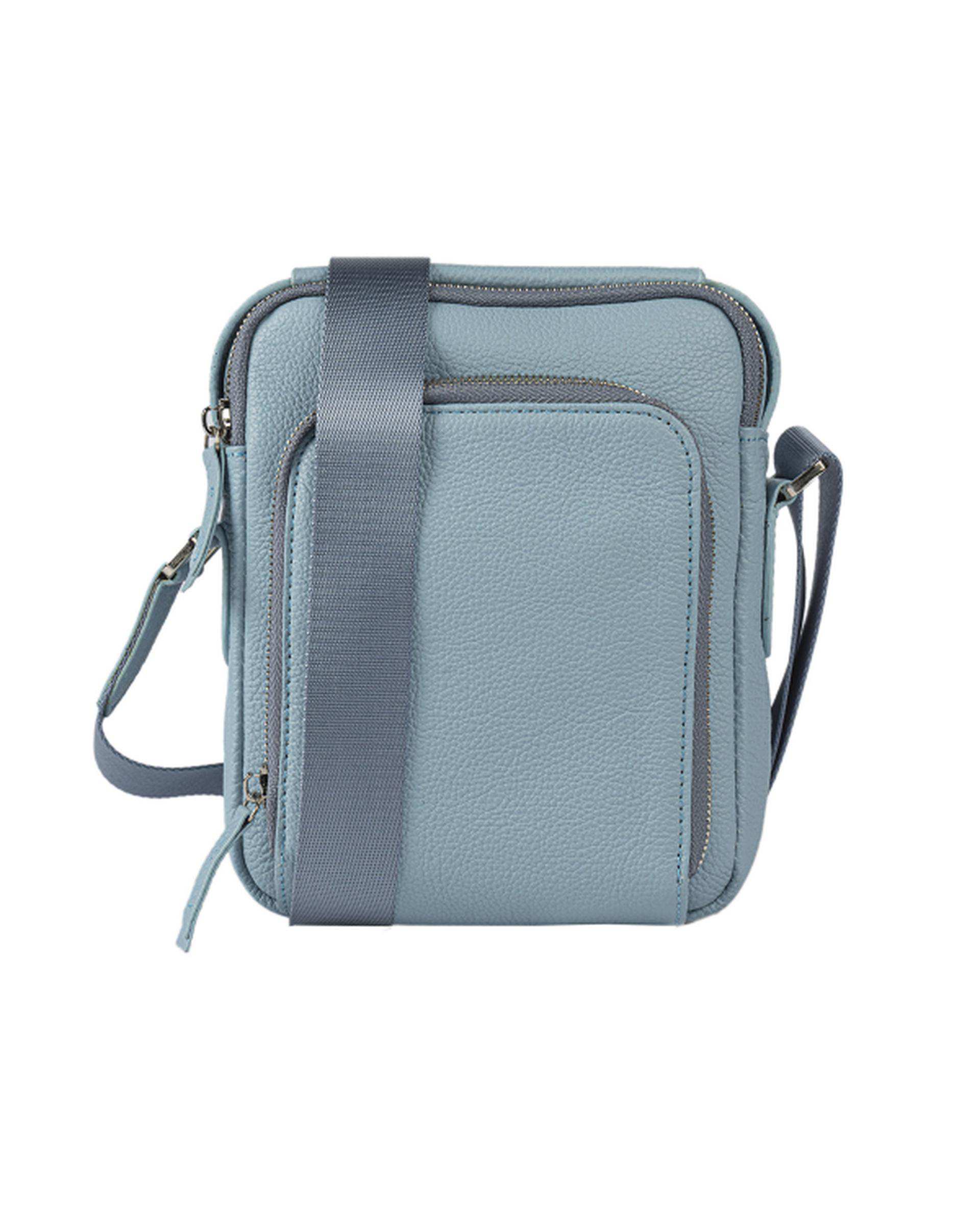 کیف چرم دوشی زنانه آبی ایران طب Iran Teb مدل فمیلی کد 04