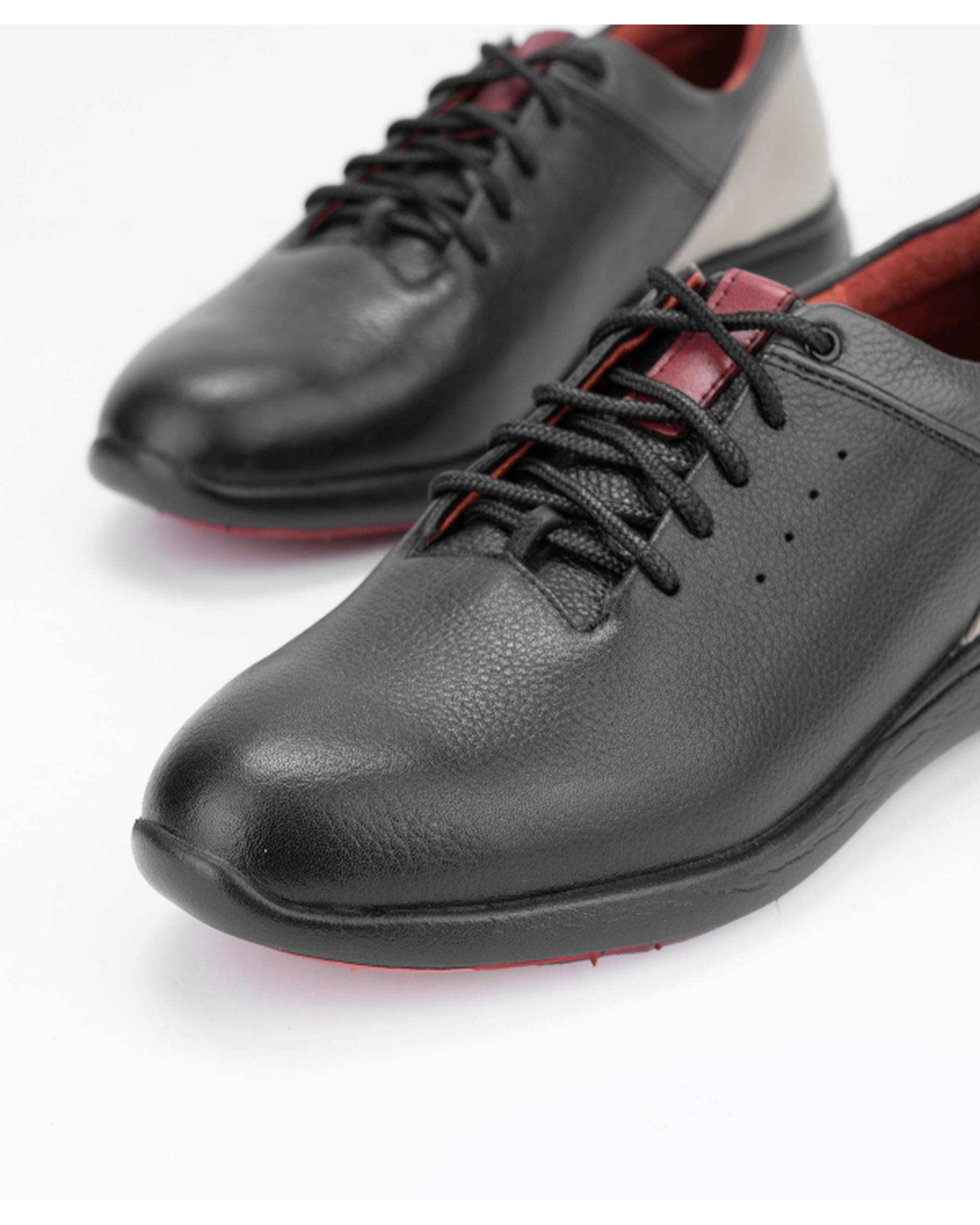 کفش چرم زنانه کژوال مشکی ایران طب Iran Teb مدل اکو بندی کد 200100