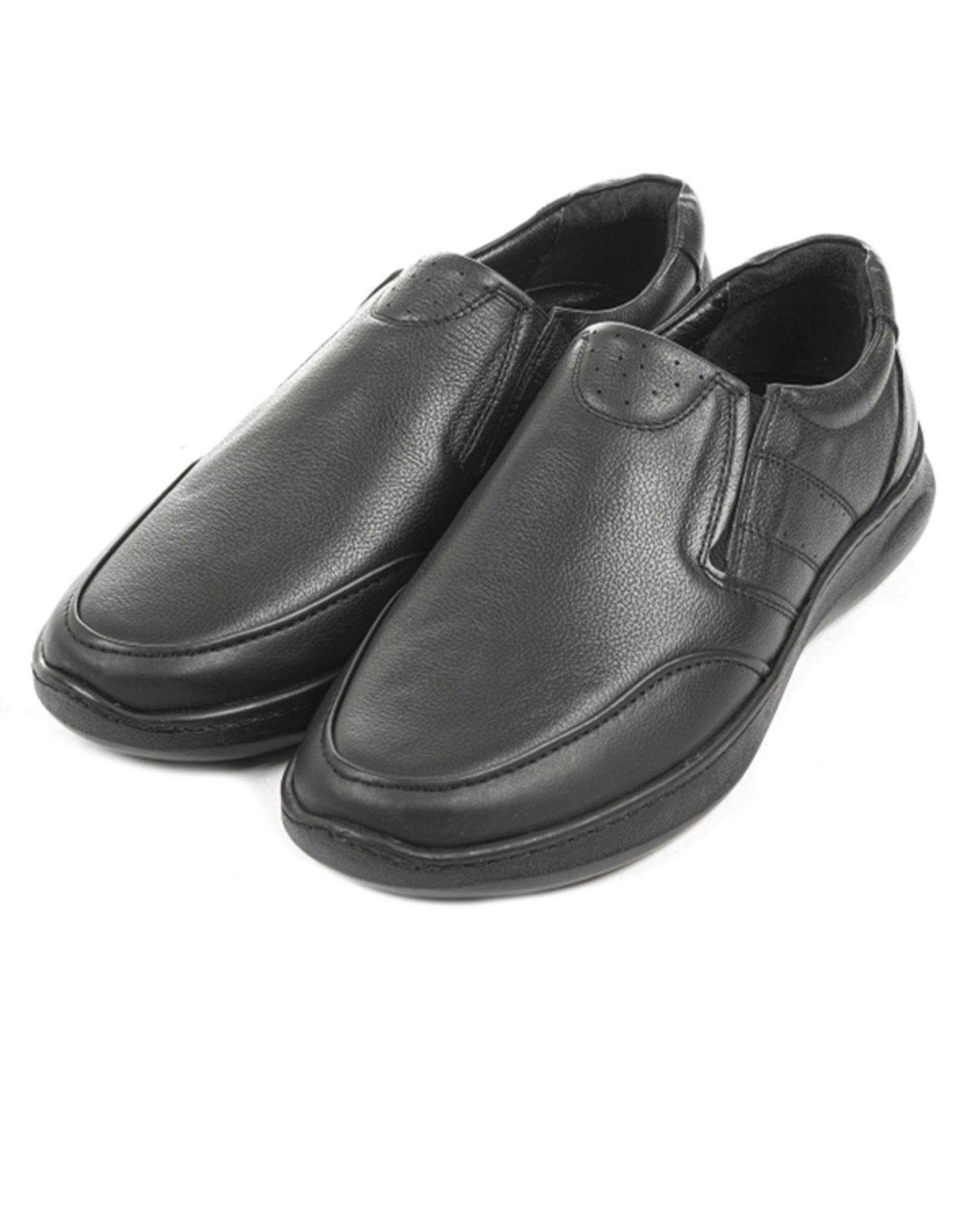 کفش چرم مردانه مشکی ایران طب Iranteb مدل فابیو کد 202598