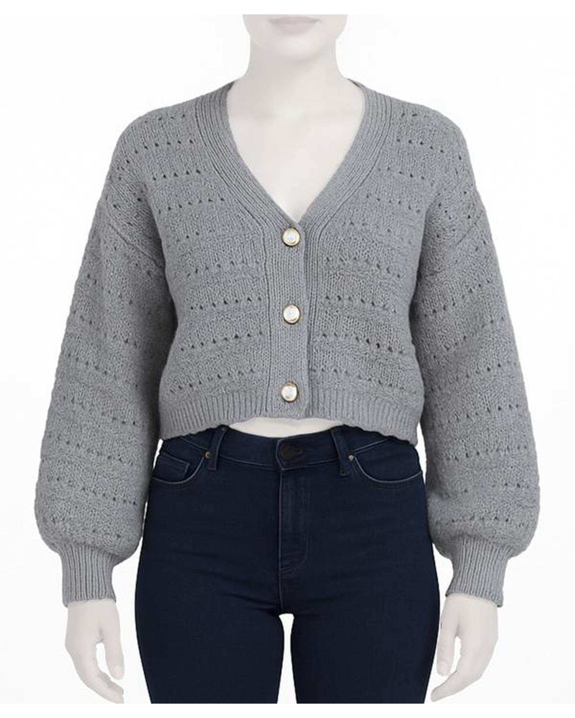 ژاکت زنانه بافت طوسی نیواریا Nivarya کد 0088