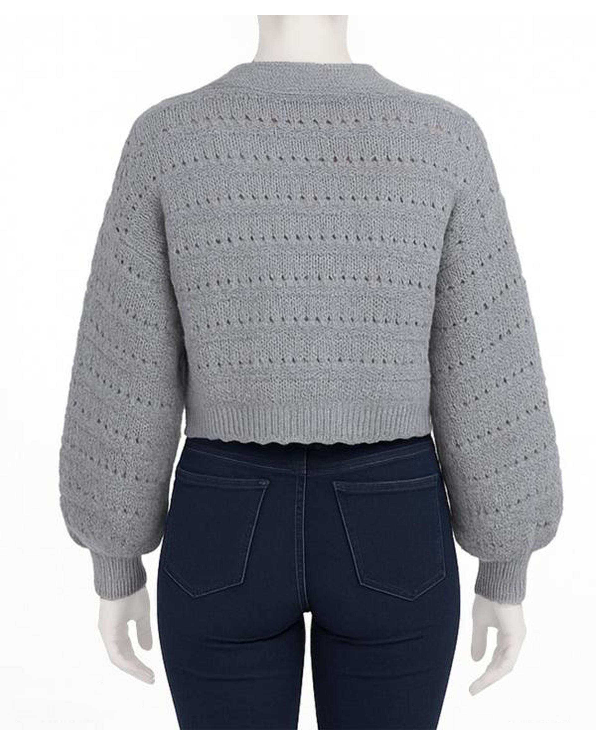 ژاکت زنانه بافت طوسی نیواریا Nivarya کد 0088