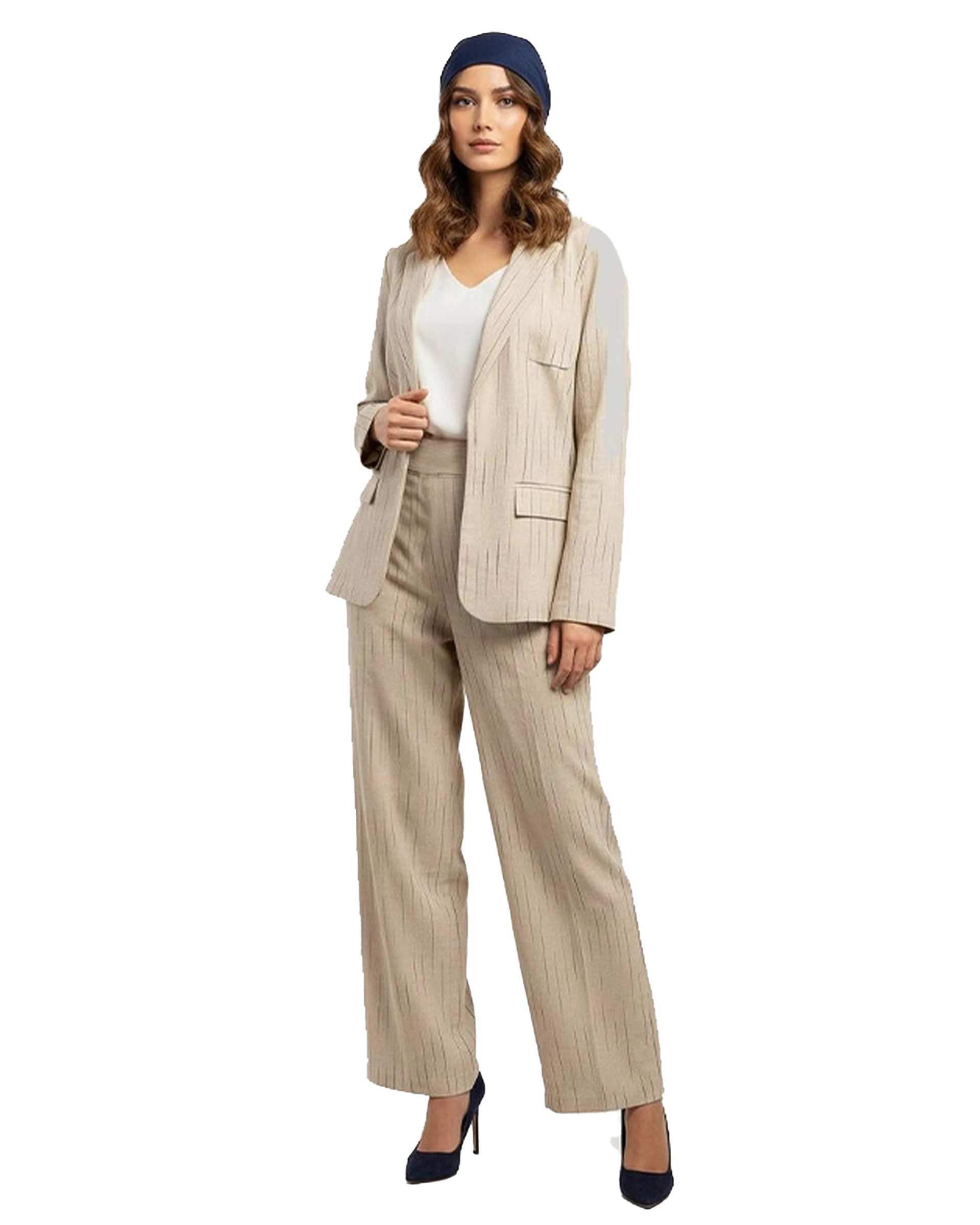 شلوار زنانه لینن کوک دوزی کرم نیواریا Nivarya کد 0978