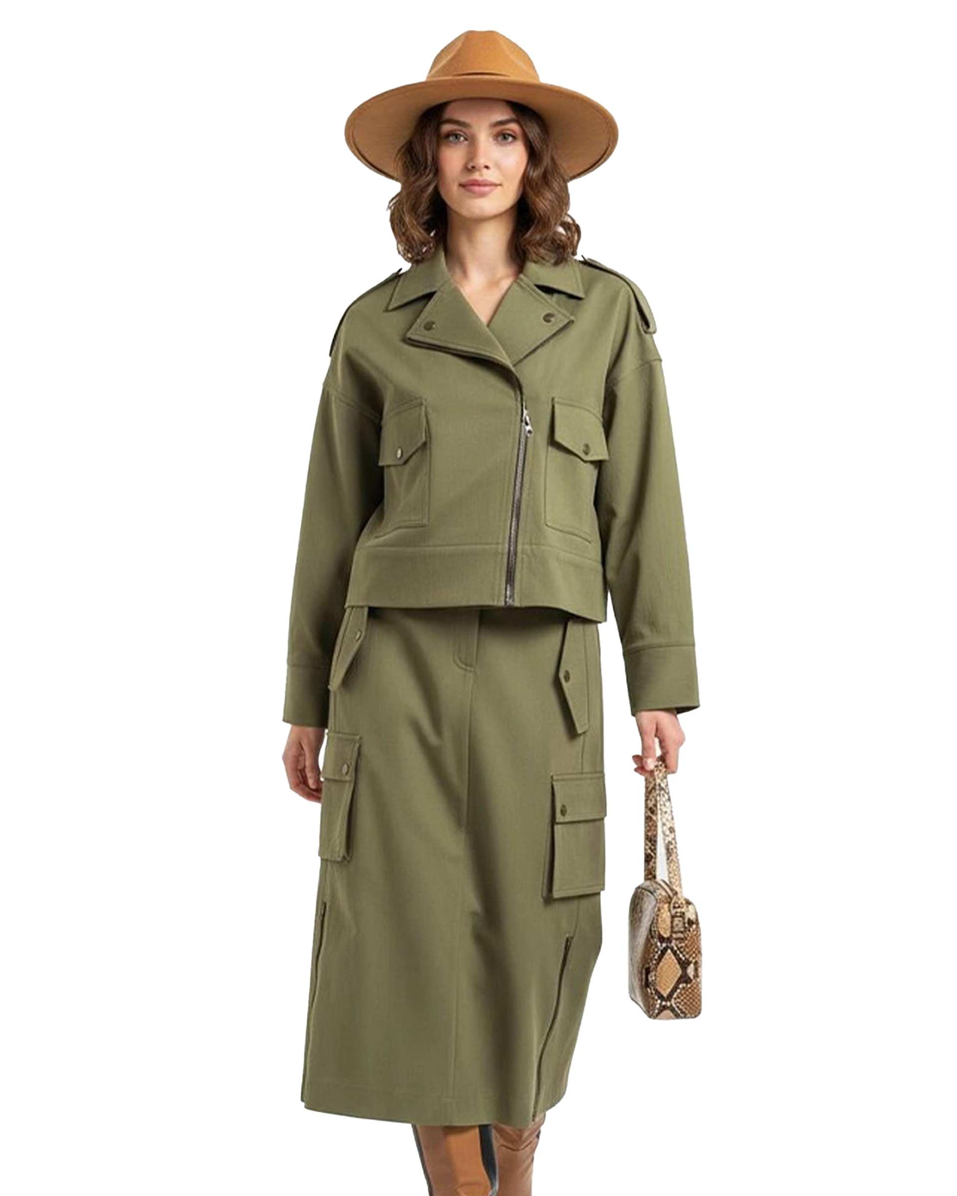 بارانی زنانه کتان کراپ سبز نیواریا Nivarya کد 0982