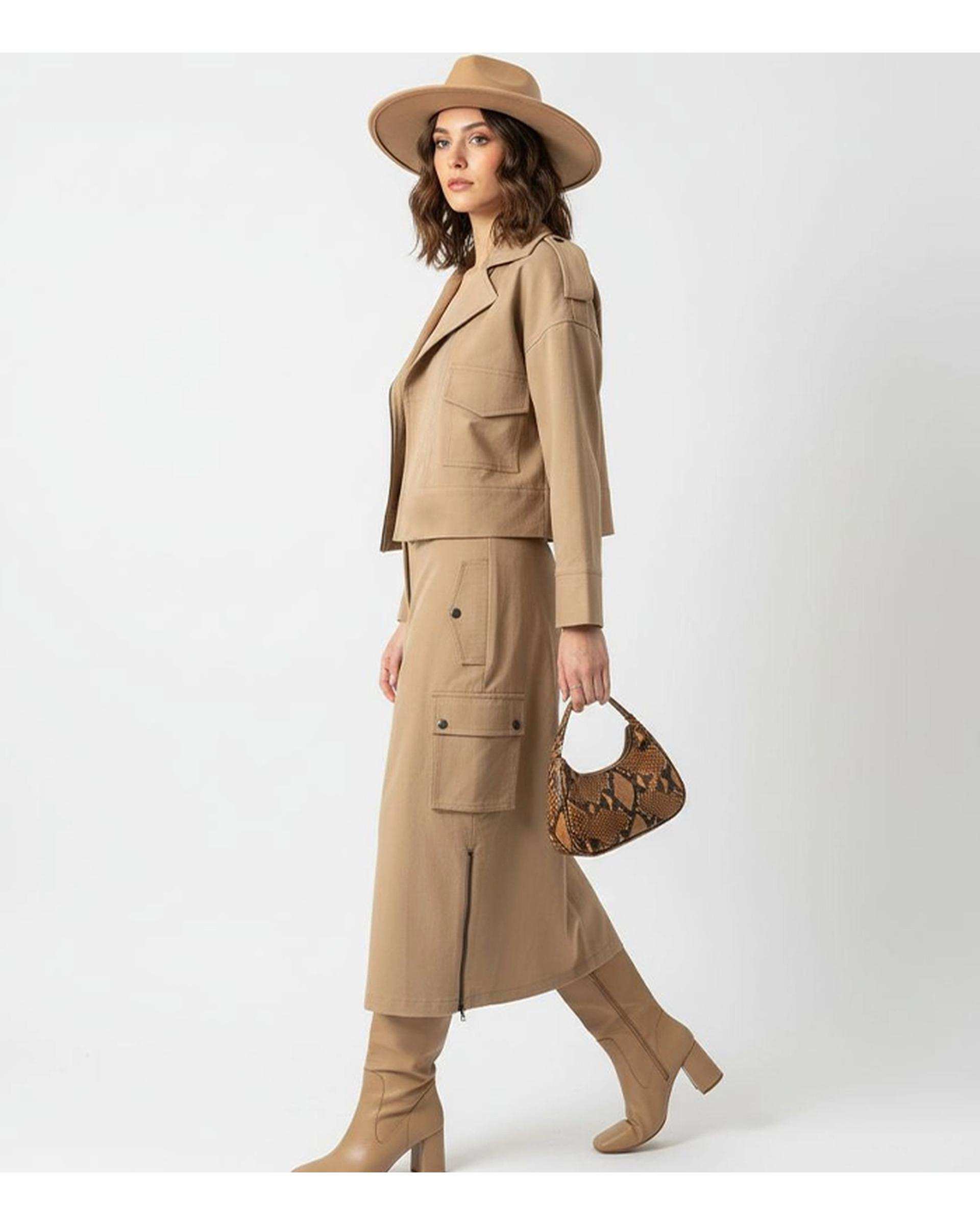 دامن زنانه نخودی نیواریا Nivarya کد 0983