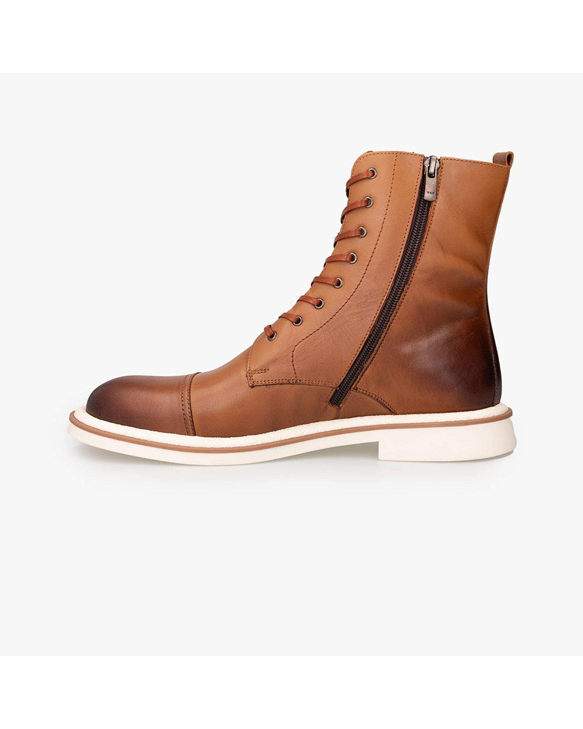 بوت چرم مردانه عسلی برتونیکس Berttonix کد H-3108