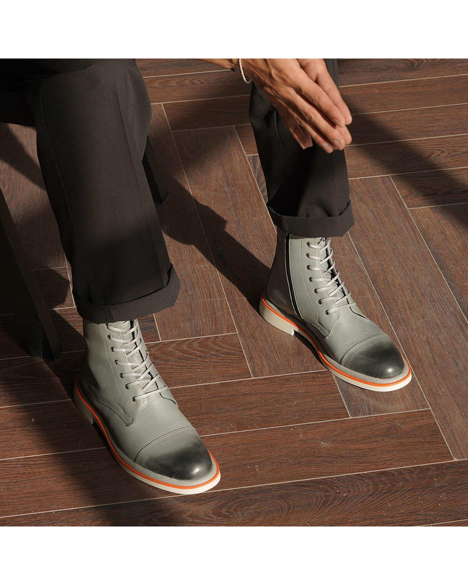 بوت چرم مردانه طوسی برتونیکس Berttonix کد H-3108