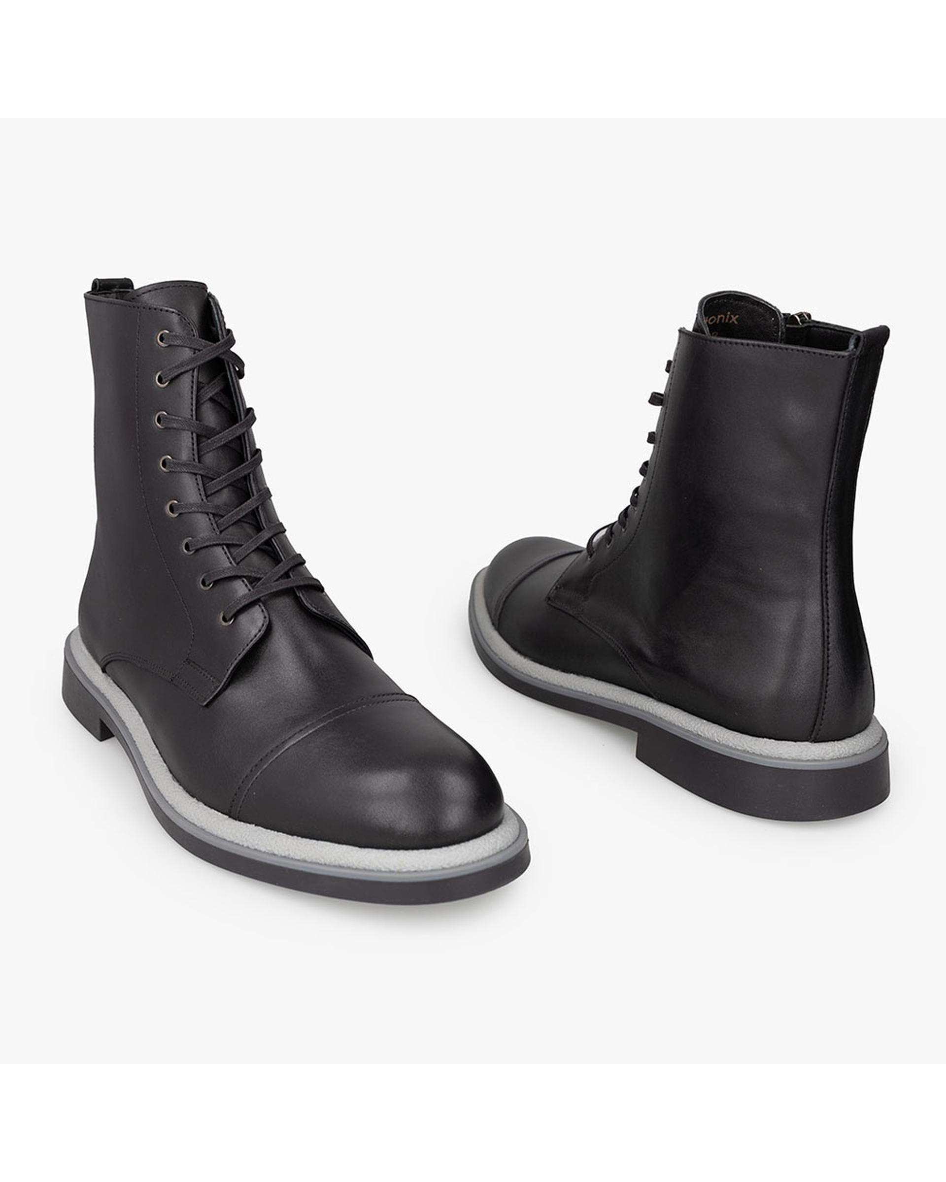 بوت چرم مردانه مشکی برتونیکس Berttonix کد H-3108