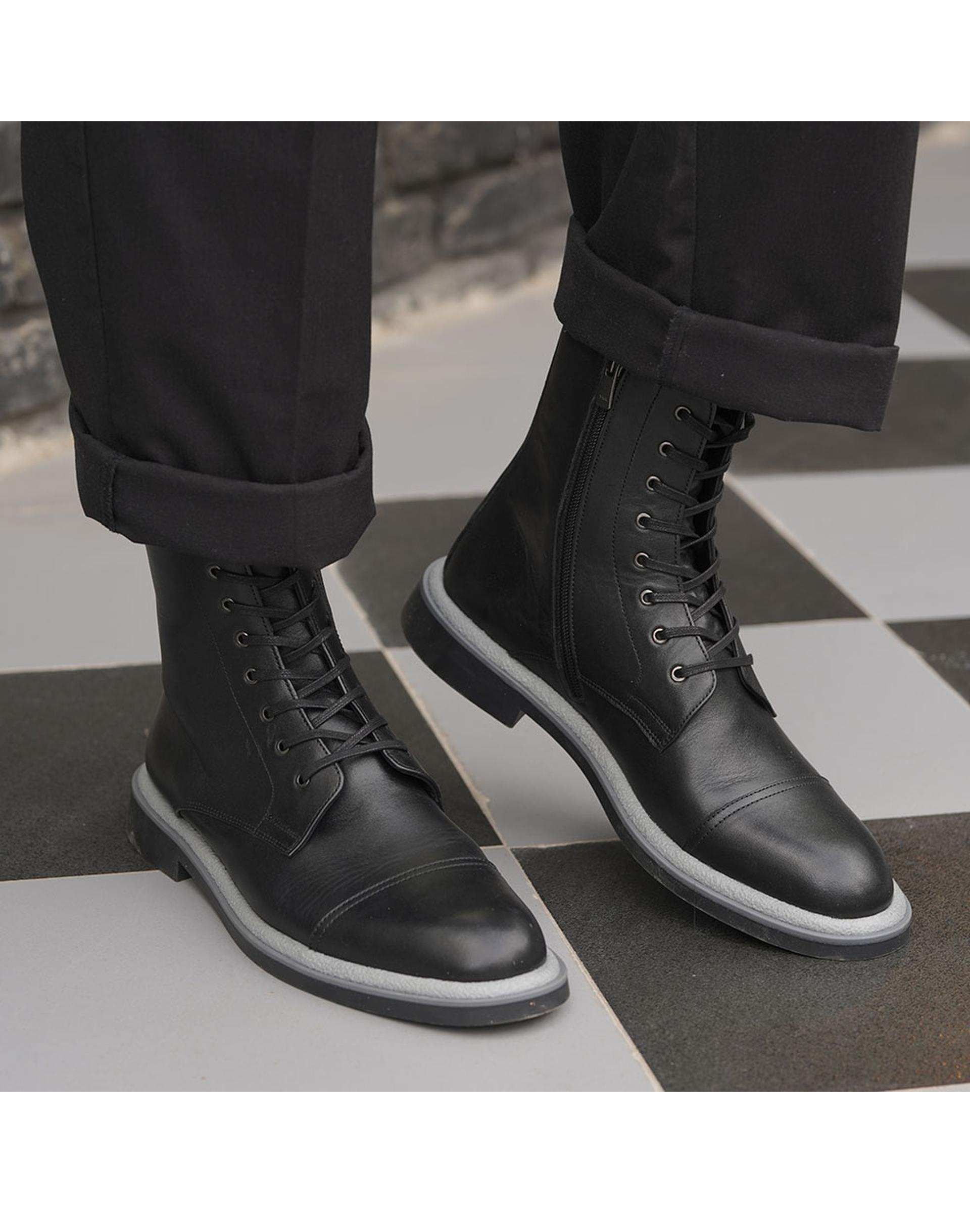 بوت چرم مردانه مشکی برتونیکس Berttonix کد H-3108