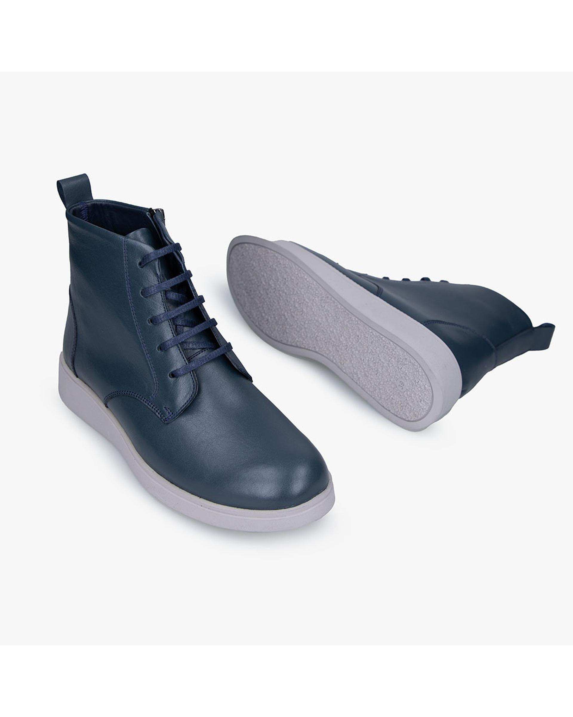 بوت چرم زنانه سرمه ای برتونیکس Berttonix کد 2466