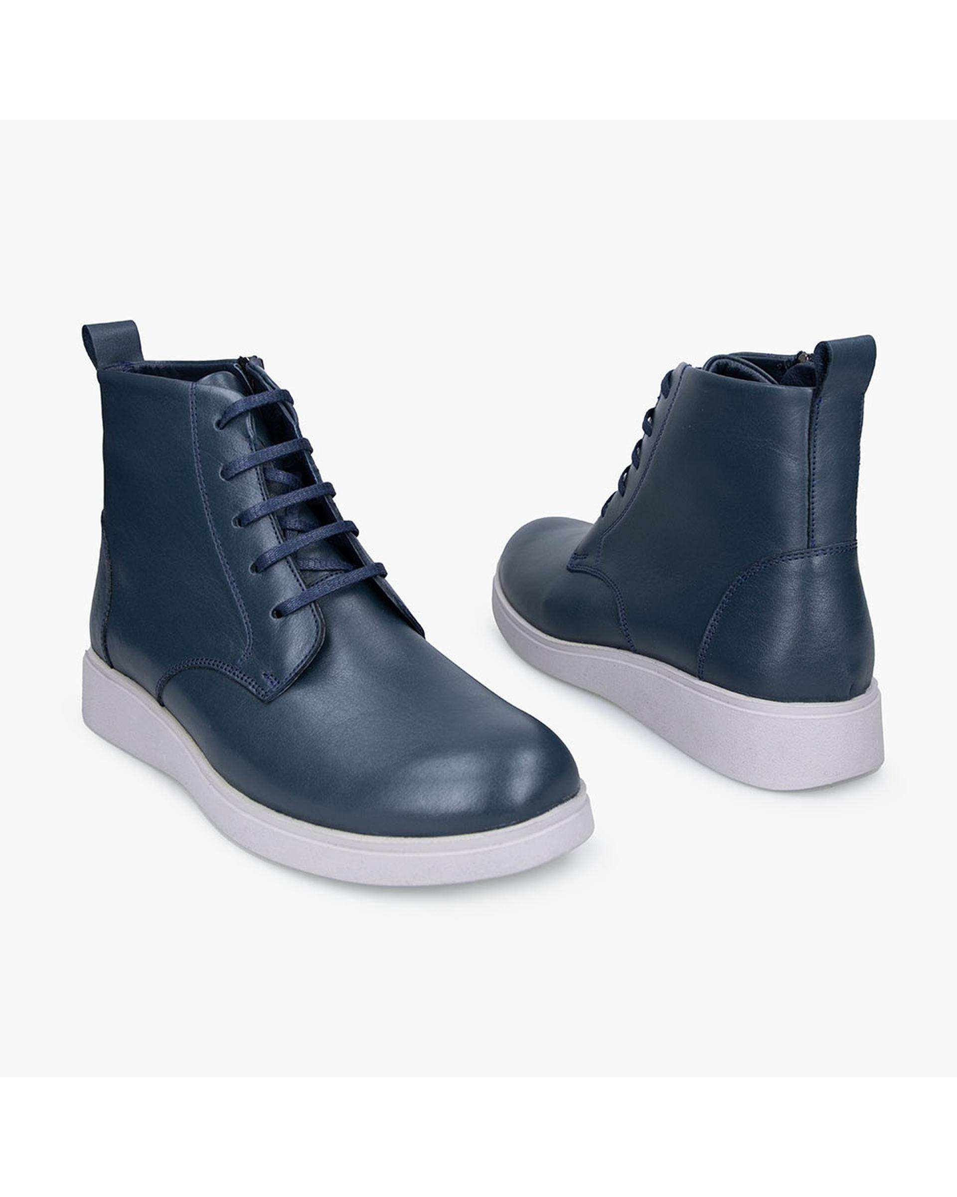 بوت چرم زنانه سرمه ای برتونیکس Berttonix کد 2466