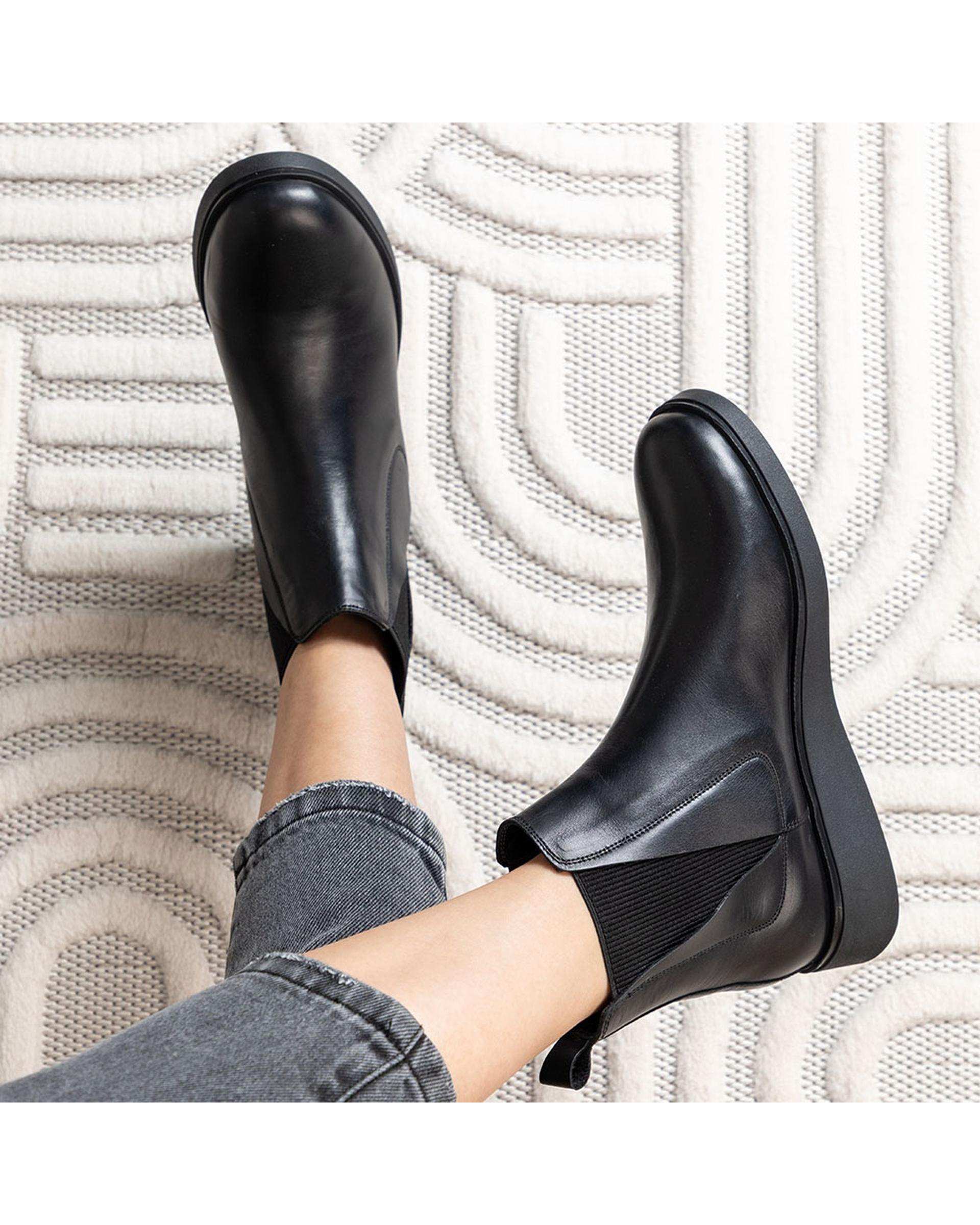 بوت چرم زنانه مشکی برتونیکس Berttonix کد MT-۴۰۸۷