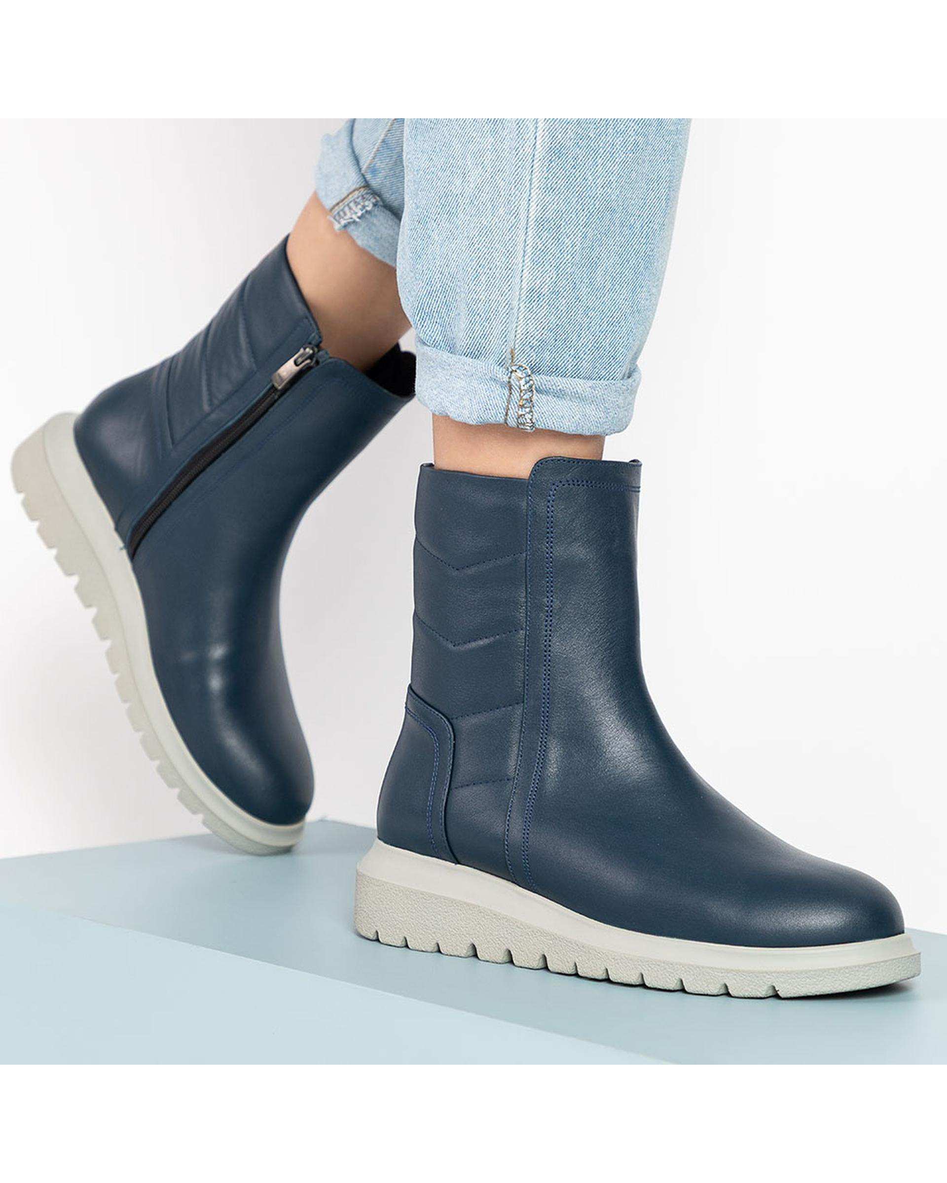 بوت چرم زنانه سرمه ای برتونیکس Berttonix کد A-4027