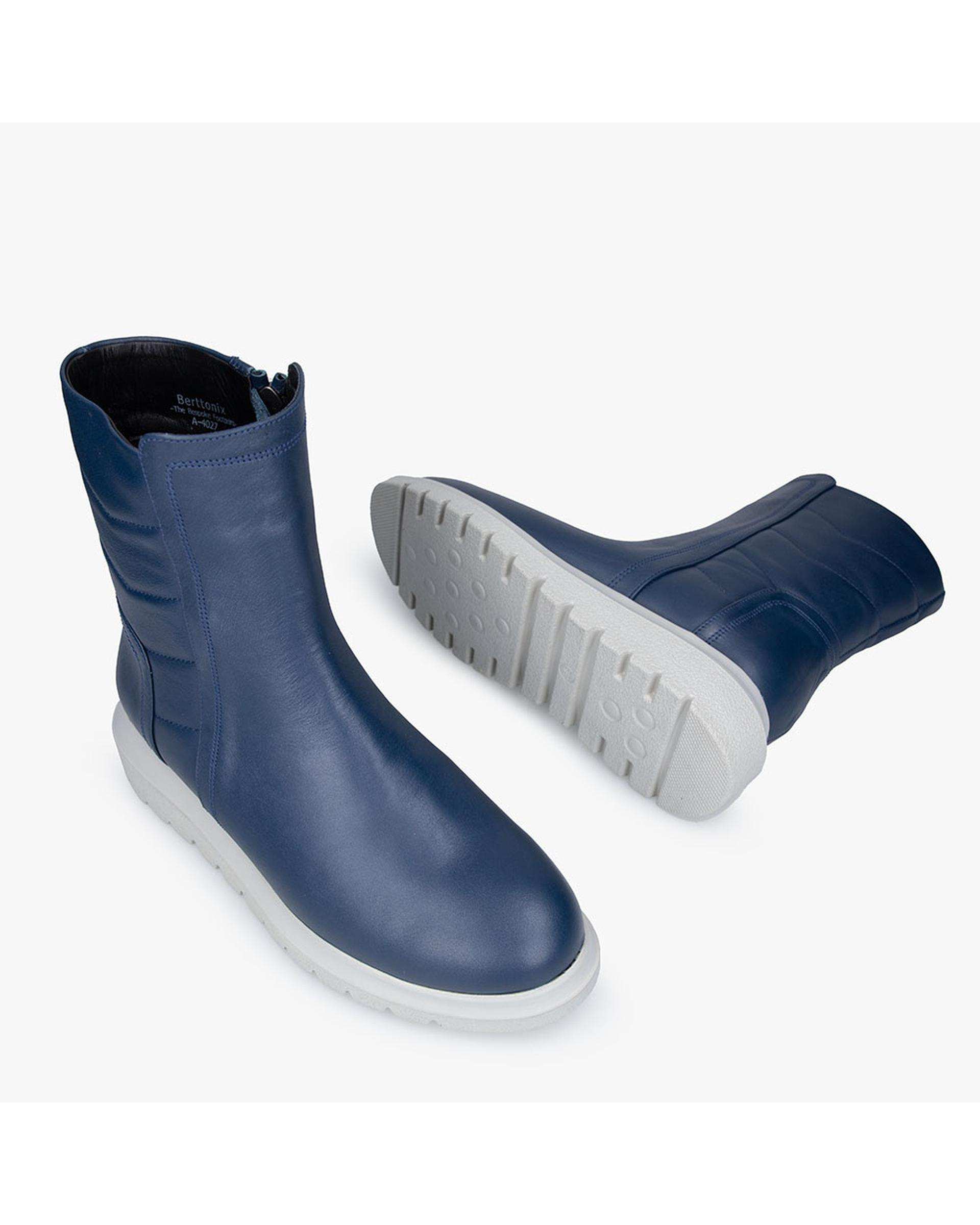 بوت چرم زنانه سرمه ای برتونیکس Berttonix کد A-4027