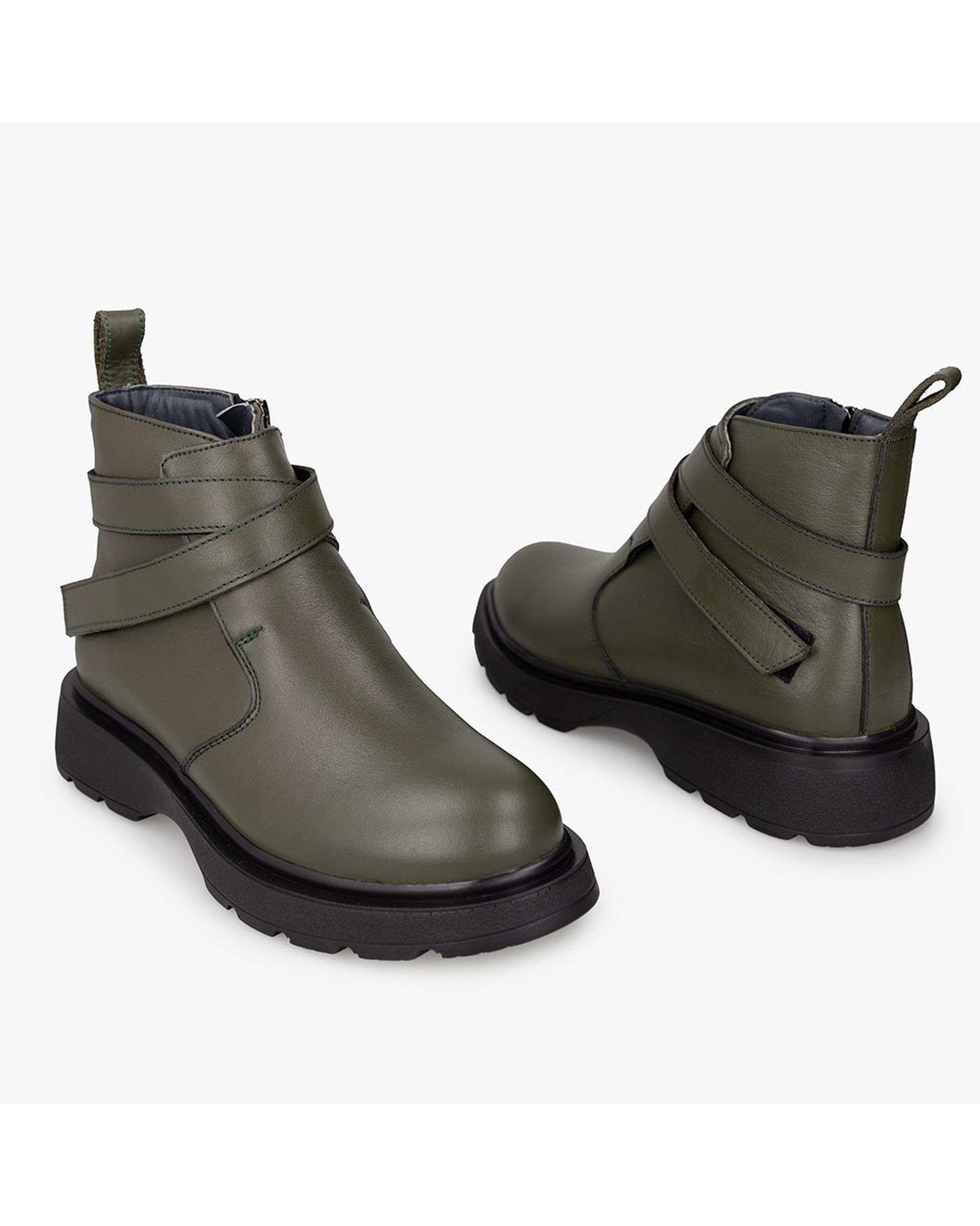 بوت چرم زنانه سبز برتونیکس Berttonix کد M-۴۱۰