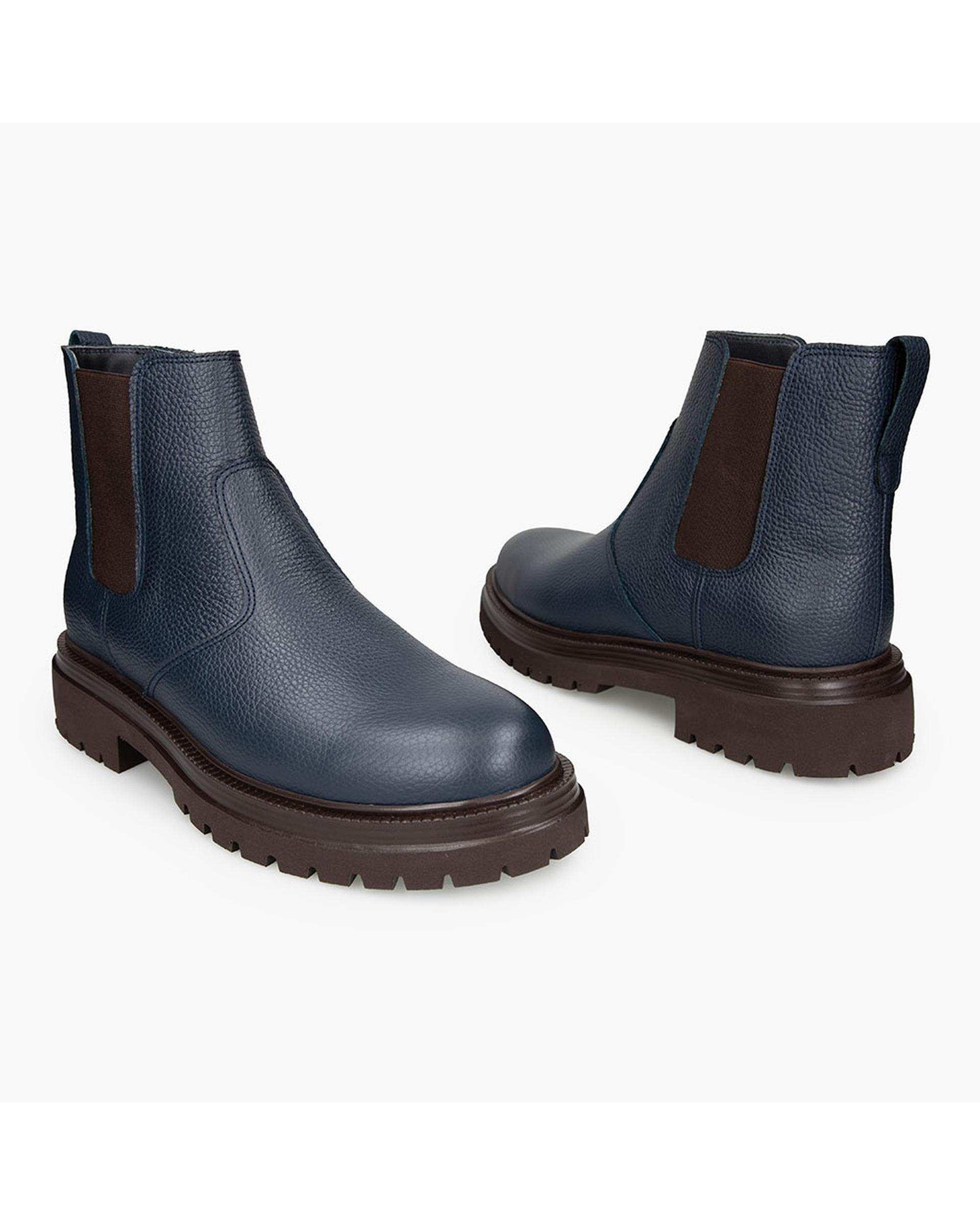 بوت چرم مردانه سرمه ای برتونیکس Berttonix کد M-۴۱۳ B