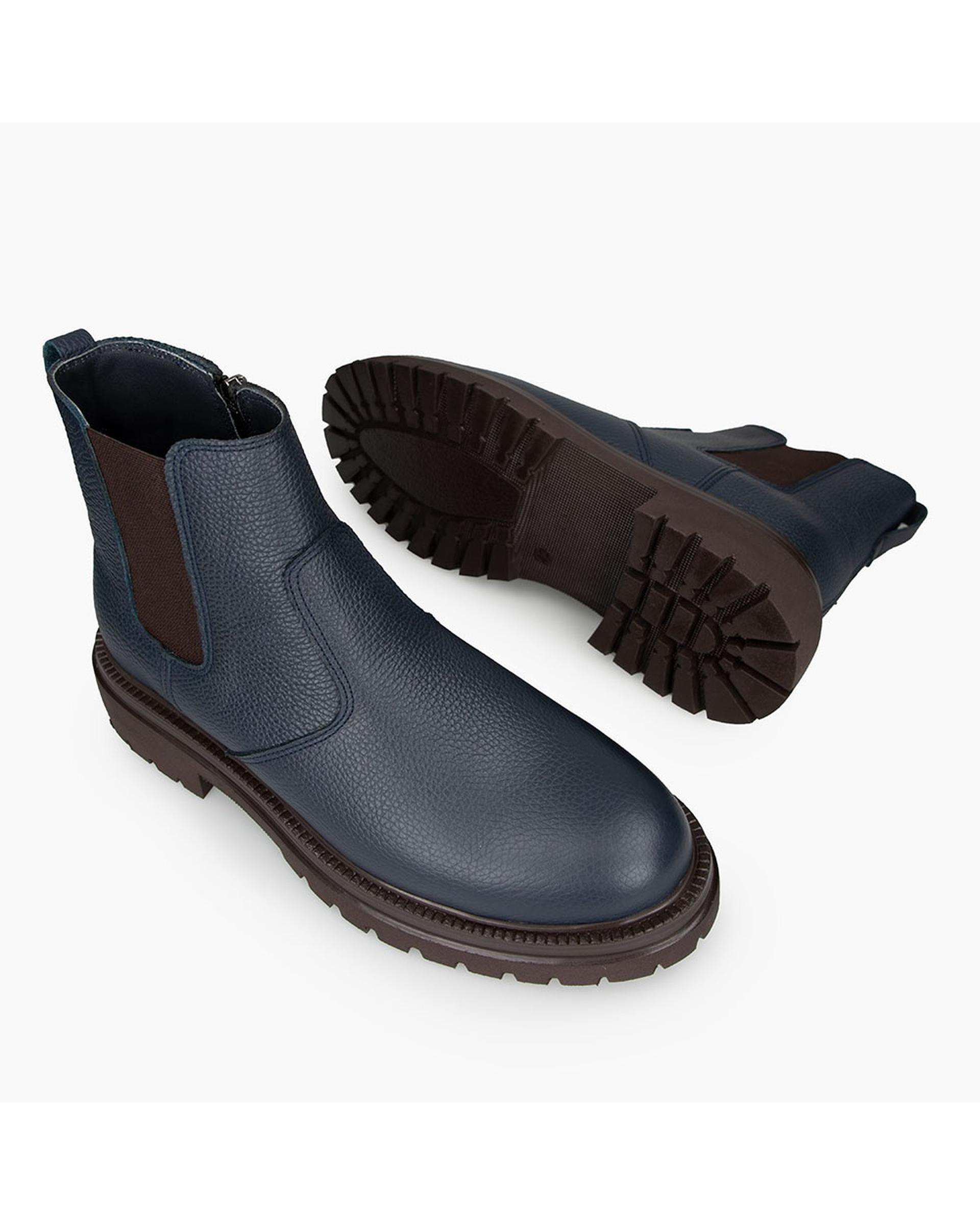 بوت چرم مردانه سرمه ای برتونیکس Berttonix کد M-۴۱۳ B