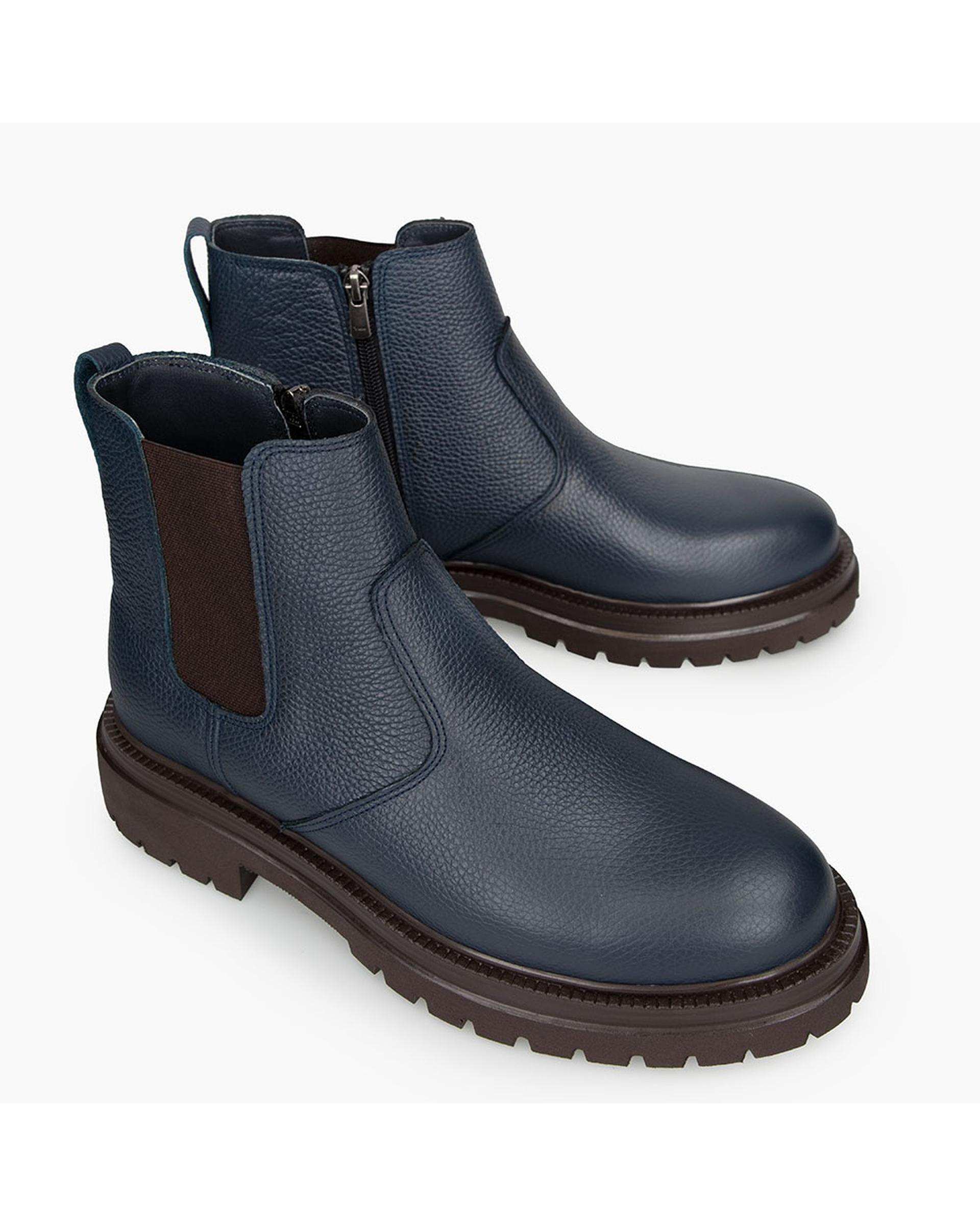 بوت چرم مردانه سرمه ای برتونیکس Berttonix کد M-۴۱۳ B