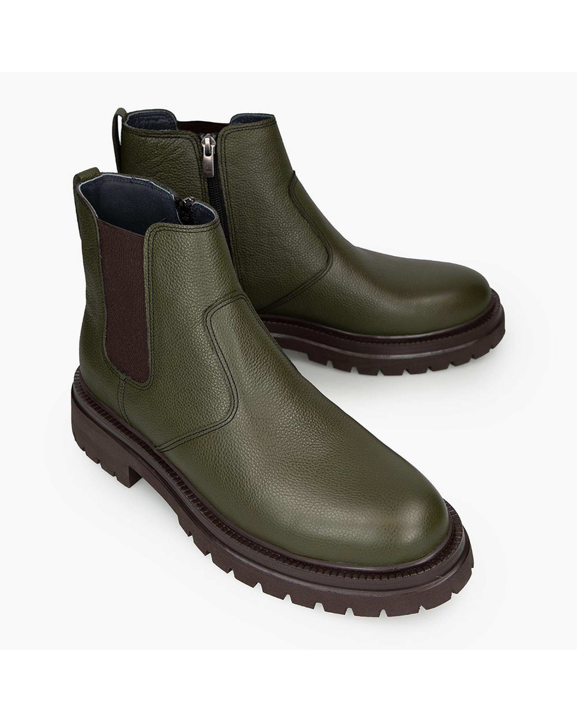 بوت چرم مردانه سبز برتونیکس Berttonix کد M-۴۱۳ B