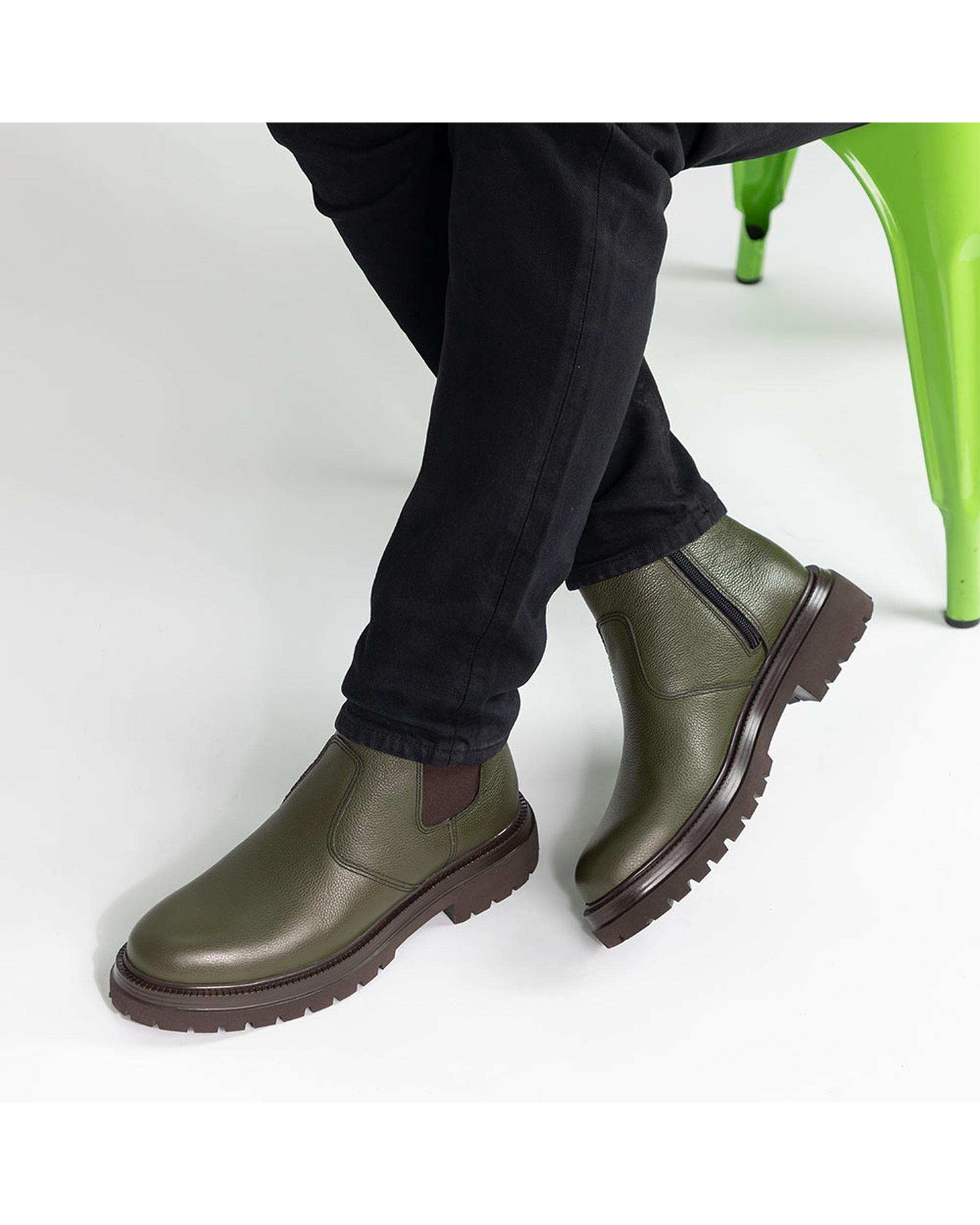 بوت چرم مردانه سبز برتونیکس Berttonix کد M-۴۱۳ B