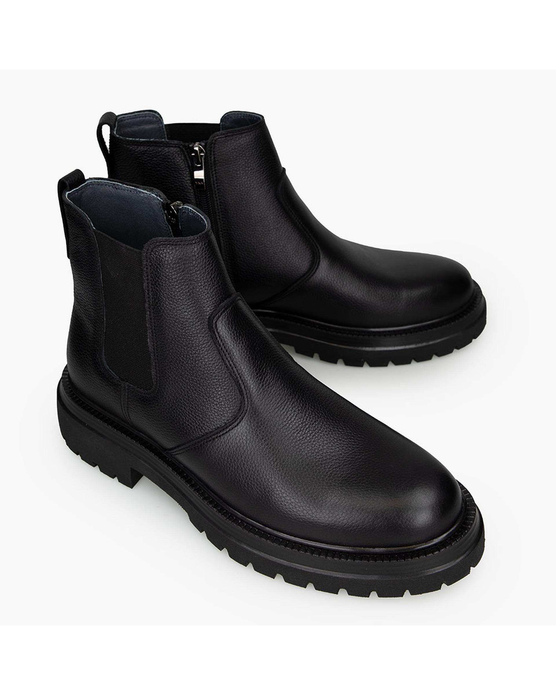 بوت چرم مردانه مشکی برتونیکس Berttonix کد M-۴۱۳ B