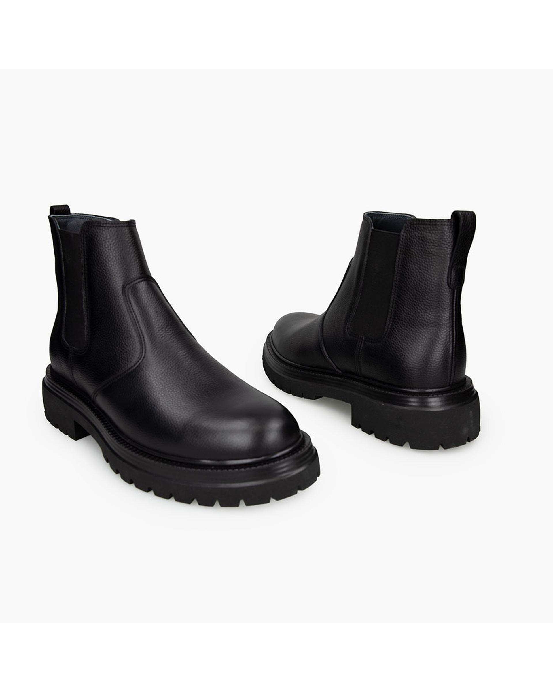 بوت چرم مردانه مشکی برتونیکس Berttonix کد M-۴۱۳ B