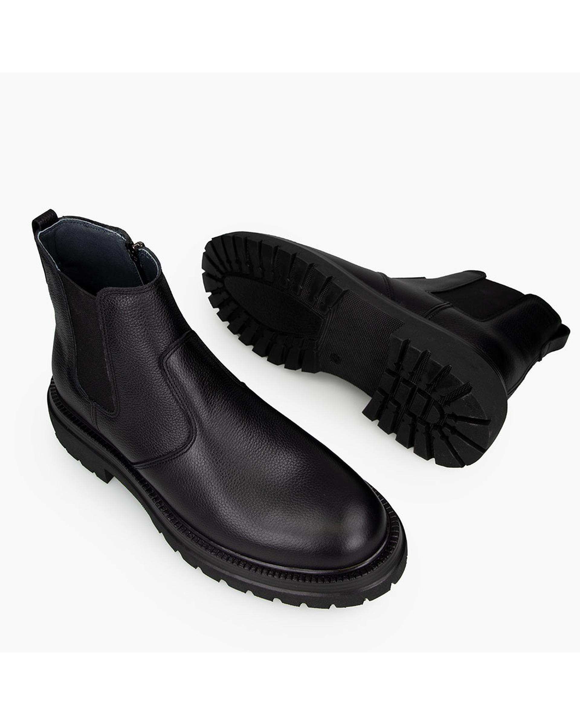 بوت چرم مردانه مشکی برتونیکس Berttonix کد M-۴۱۳ B