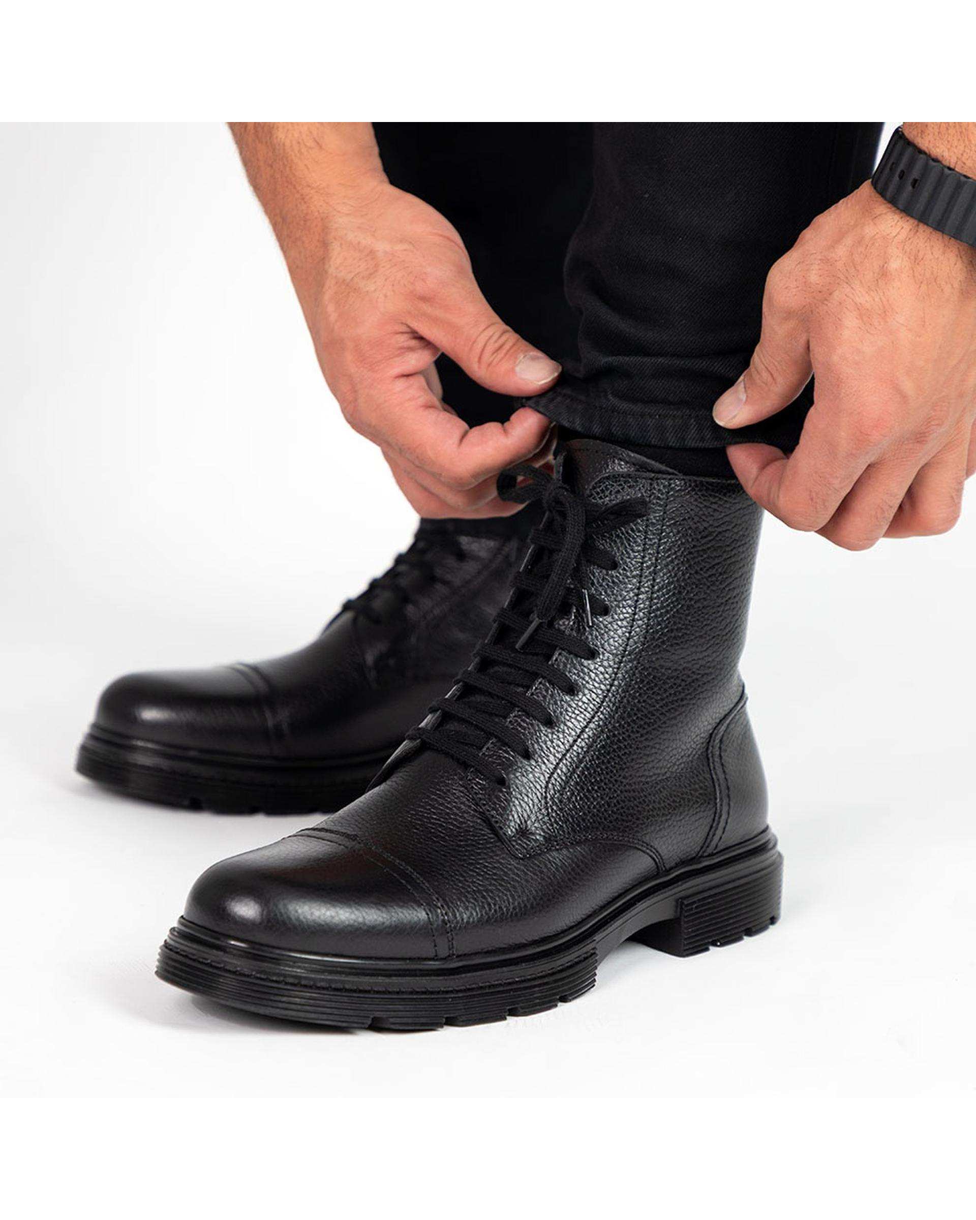 بوت چرم مردانه مشکی برتونیکس Berttonix کد ES-۴۰۶۰