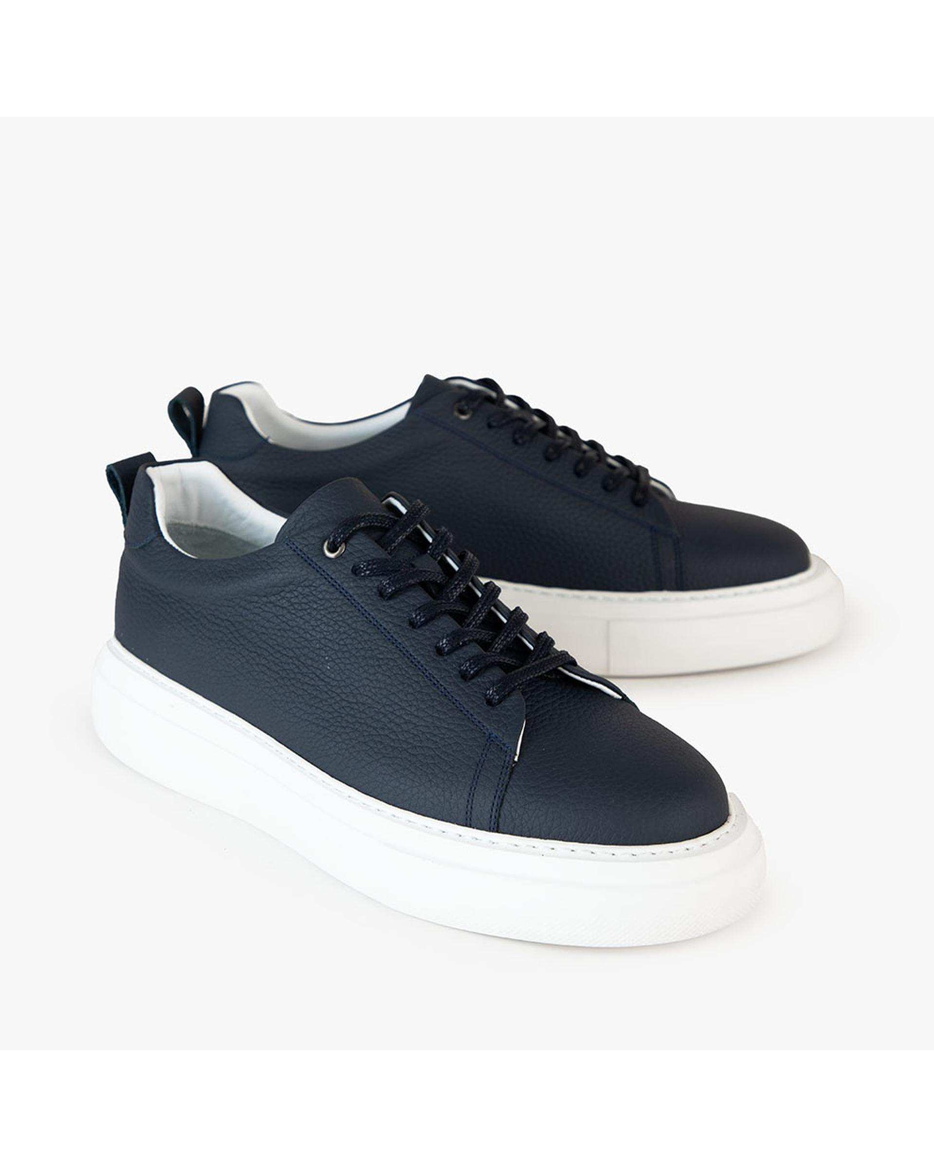 کفش چرم مردانه کژوال سرمه ای برتونیکس Berttonix کد MT-0315