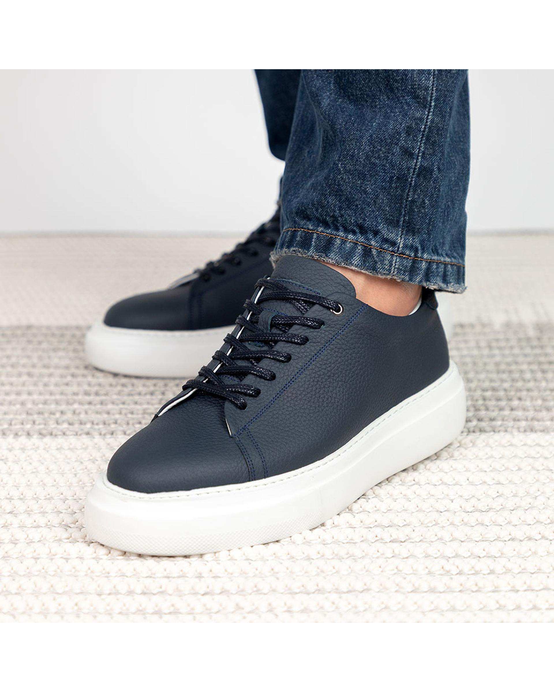 کفش چرم مردانه کژوال سرمه ای برتونیکس Berttonix کد MT-0315