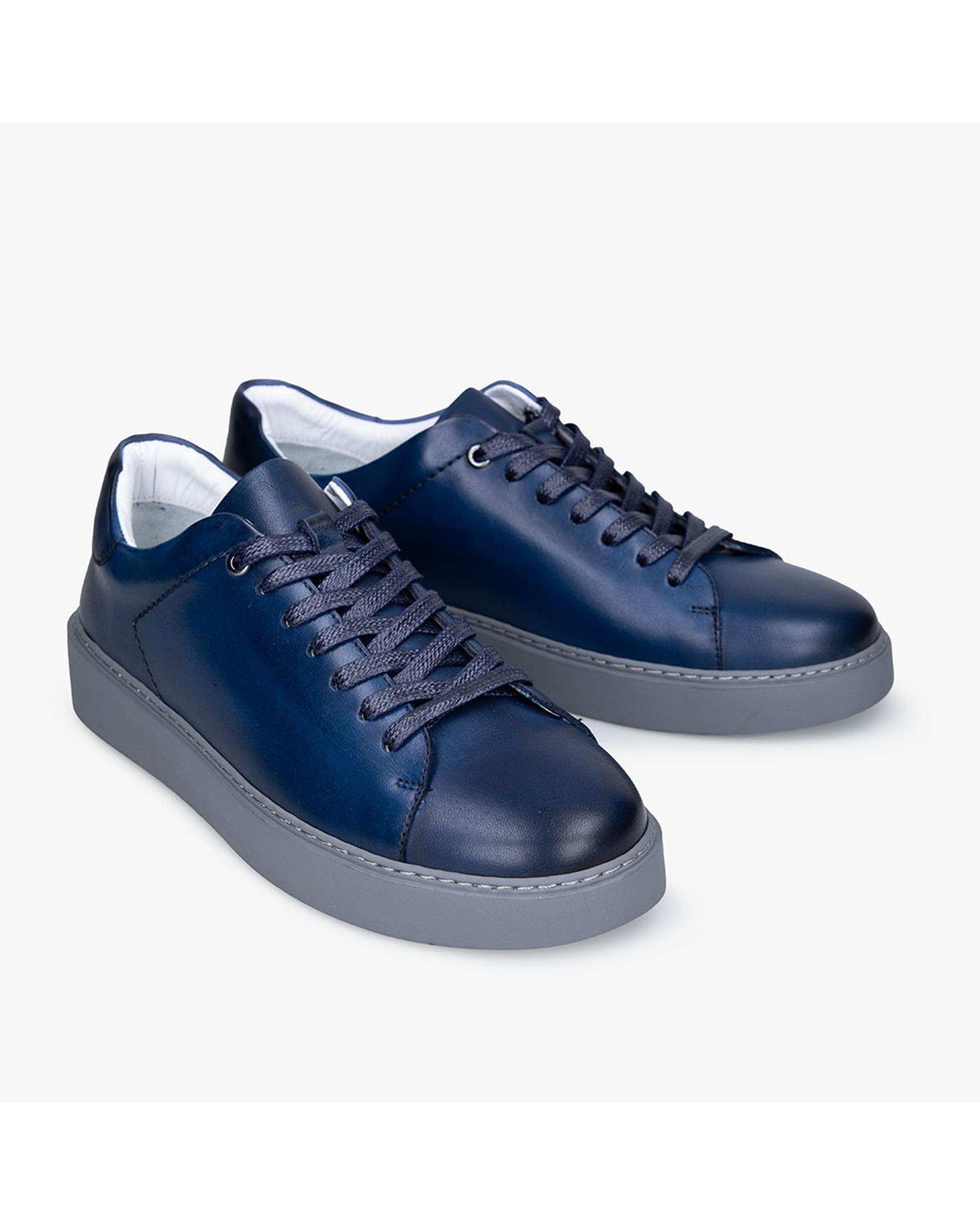 کفش چرم زنانه کژوال سرمه ای برتونیکس Berttonix کد MT-۴۰۸۱