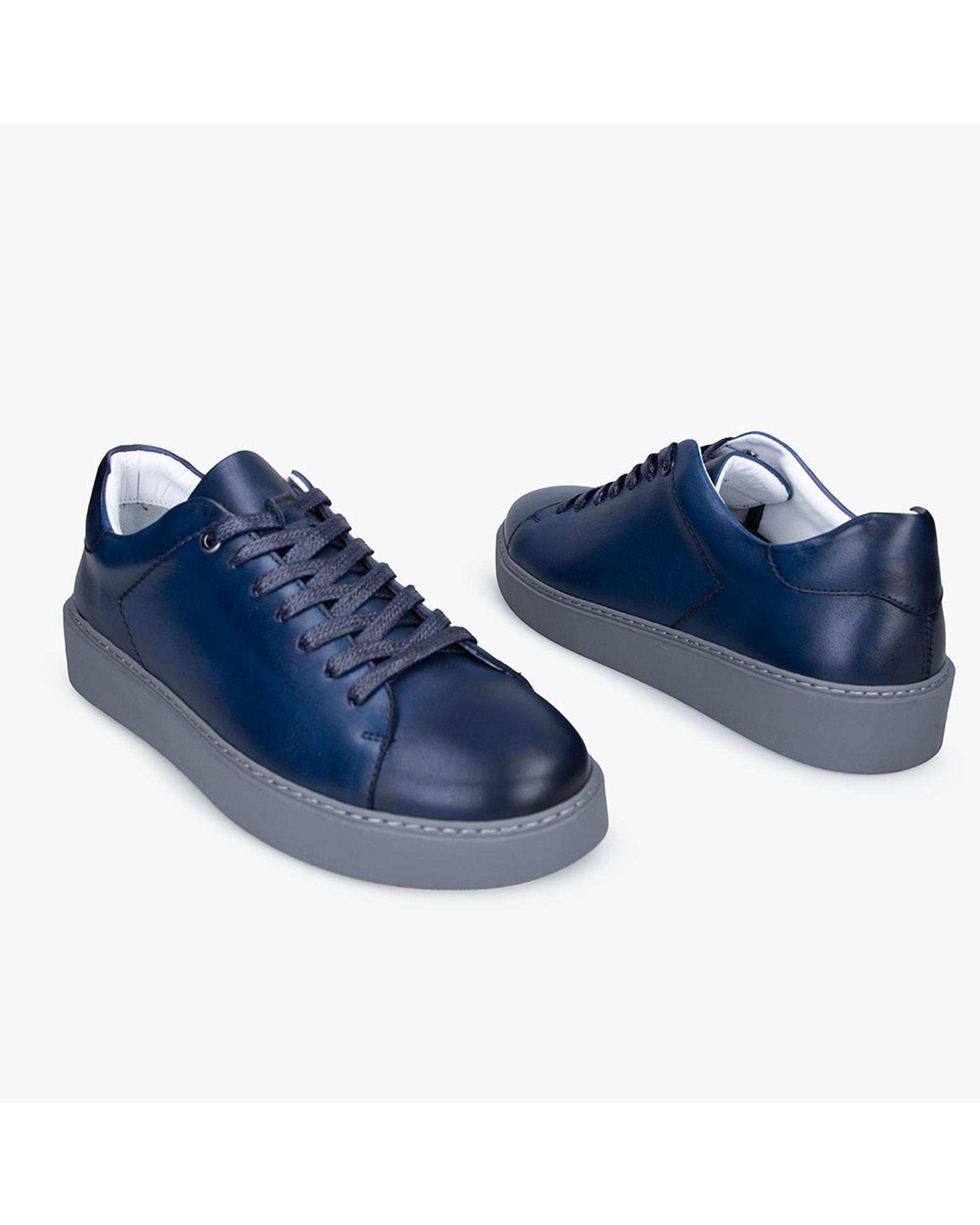 کفش چرم زنانه کژوال سرمه ای برتونیکس Berttonix کد MT-۴۰۸۱