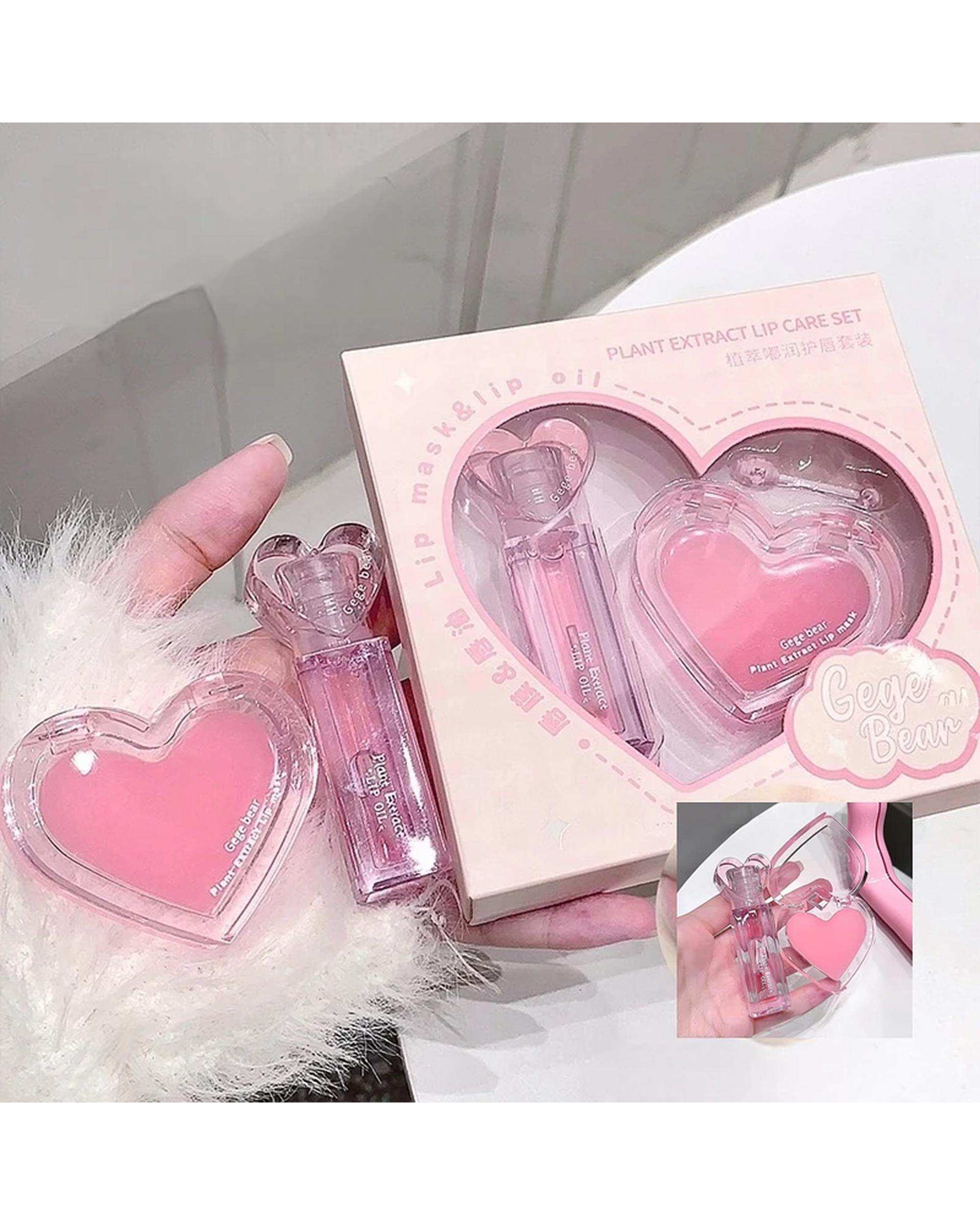 برق لب مایع گه گه بیر مدل قلبی به همراه روغن لب