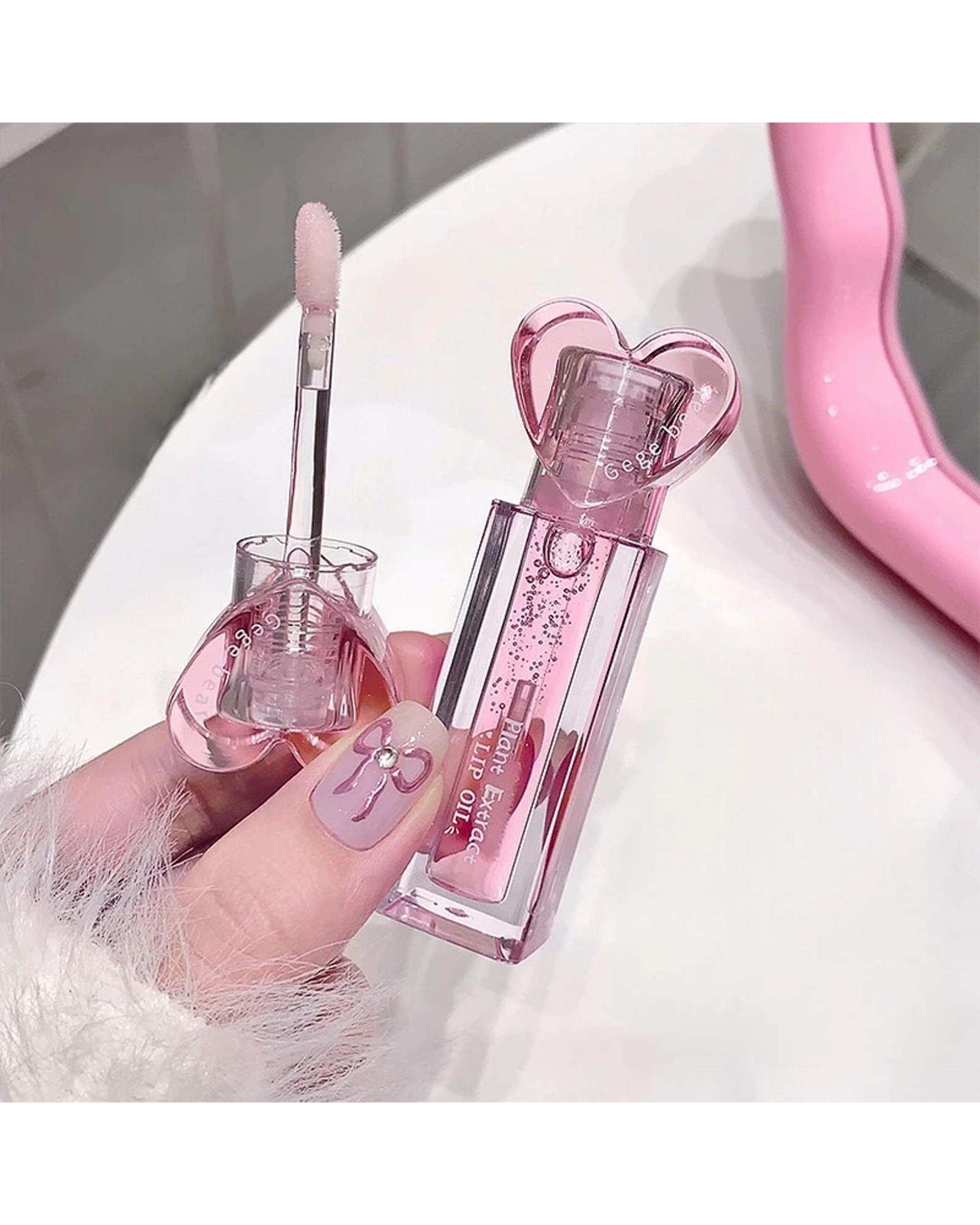 برق لب مایع گه گه بیر مدل قلبی به همراه روغن لب