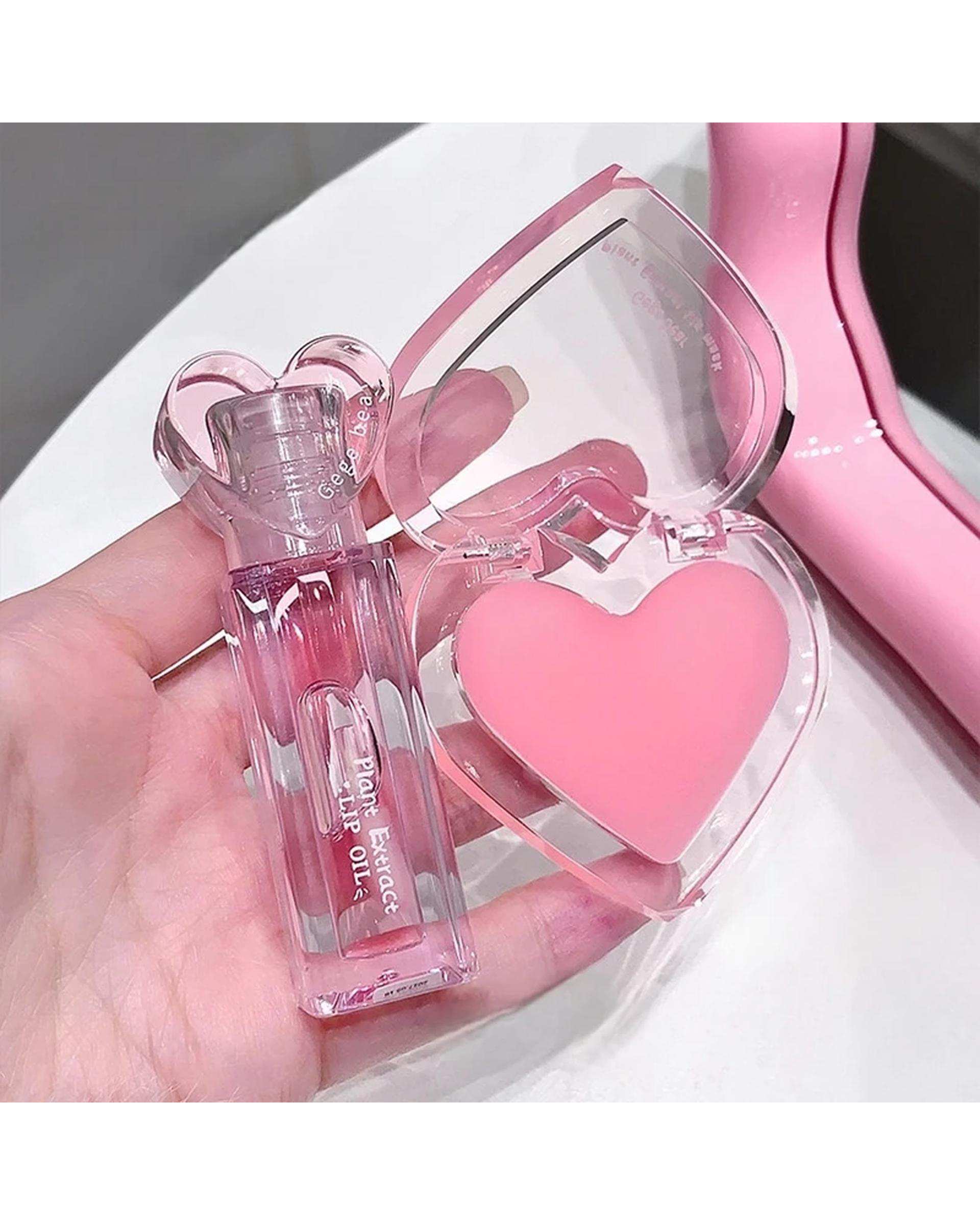 برق لب مایع گه گه بیر مدل قلبی به همراه روغن لب