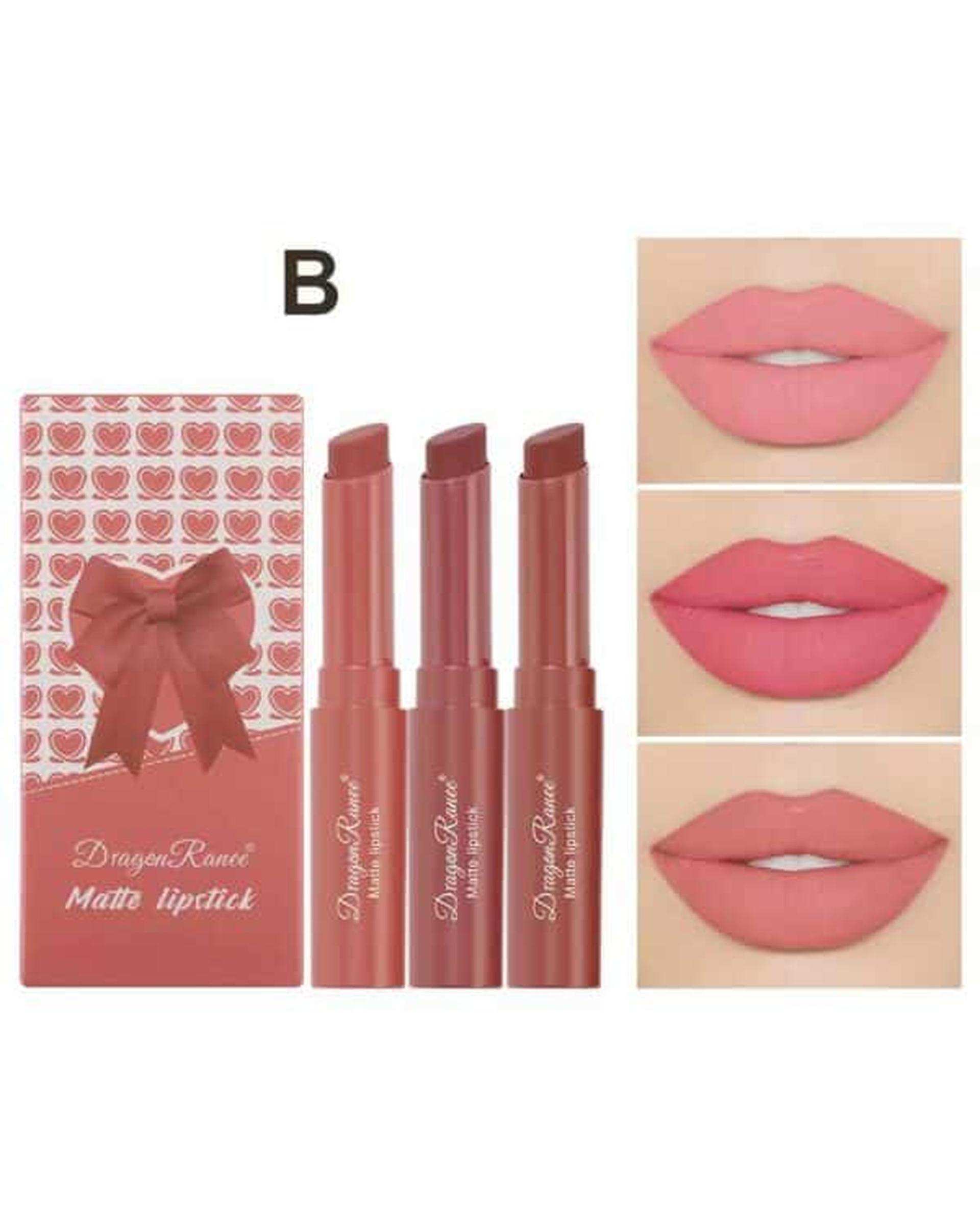 رژلب مات و مخملی دراگون رانی مجموعه 3 عددی کد B