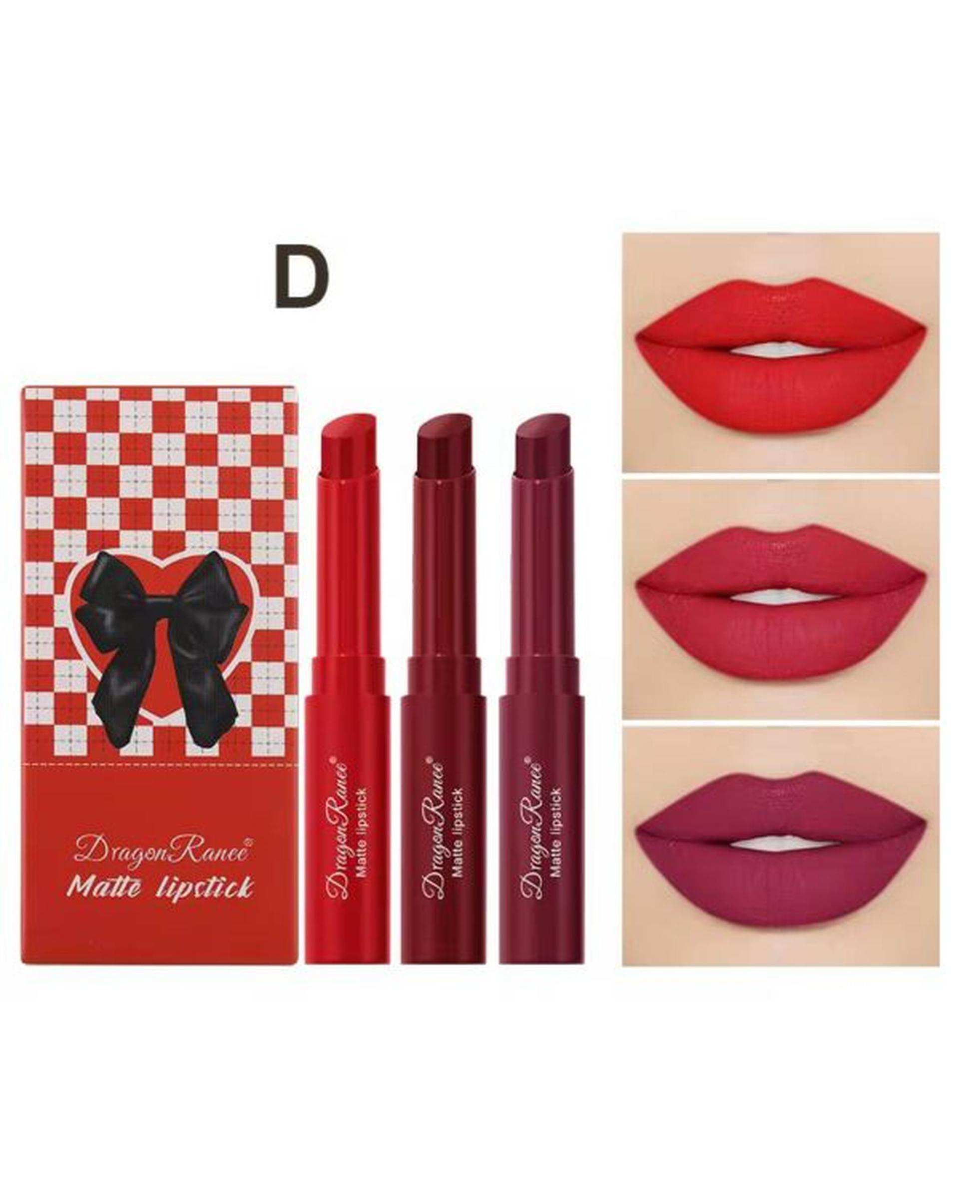 رژلب مات و مخملی دراگون رانی مجموعه 3 عددی کد D