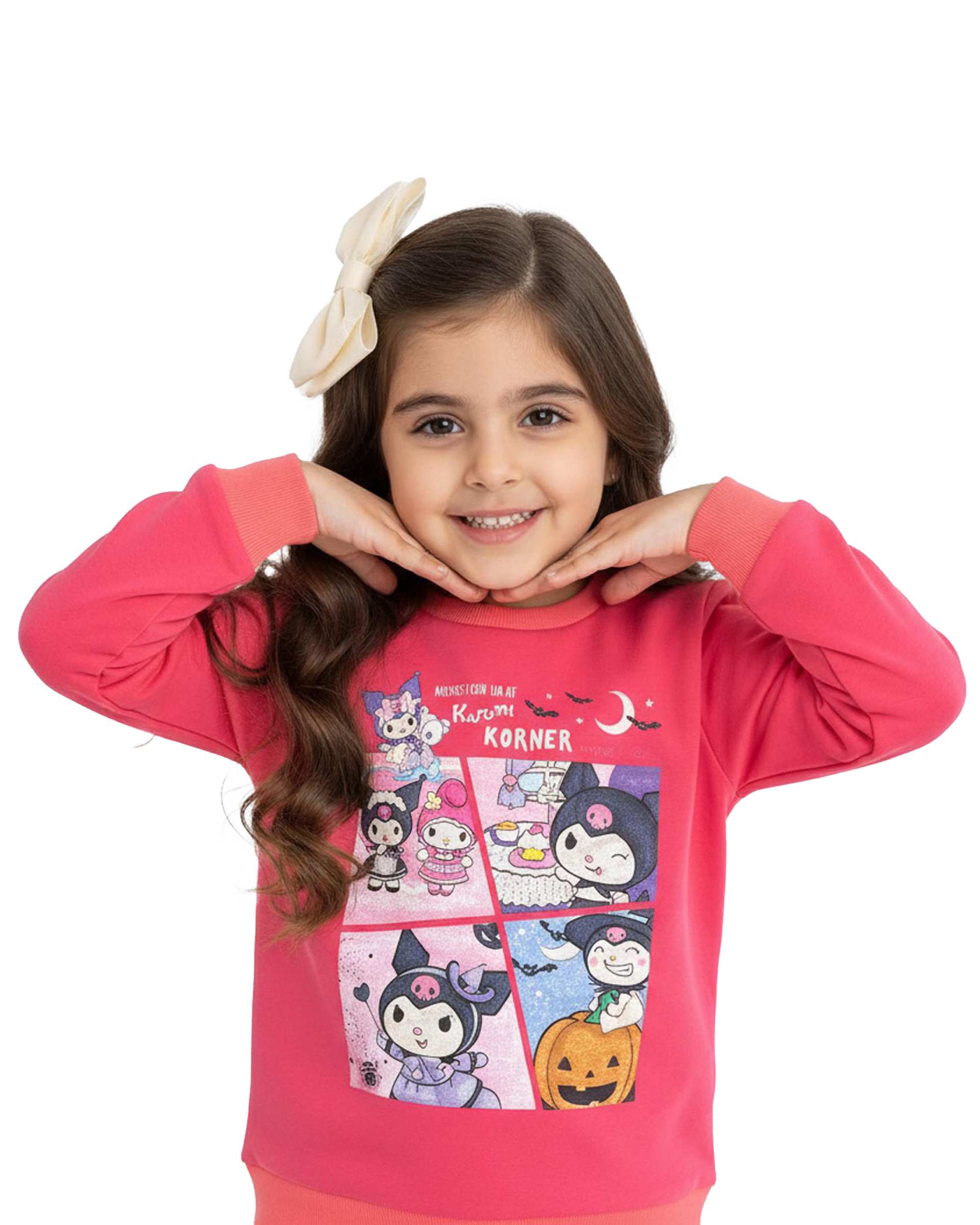 بلوز دخترانه سرخابی فیورلا Fiorella طرح کرومی کورنر کد 35592