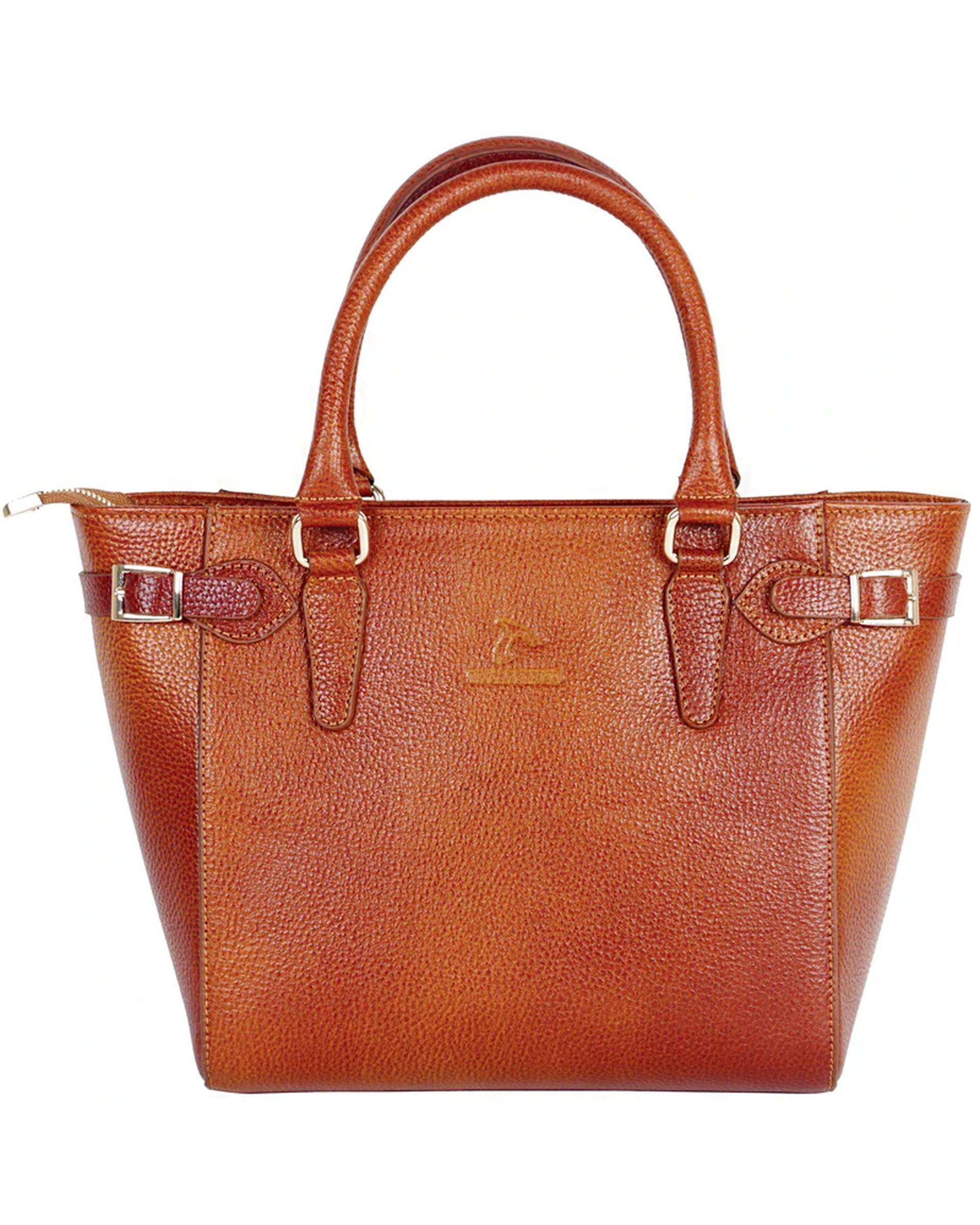 کیف دستی چرم زنانه عسلی چرم بارز Charm Barez مدل DZ67.1