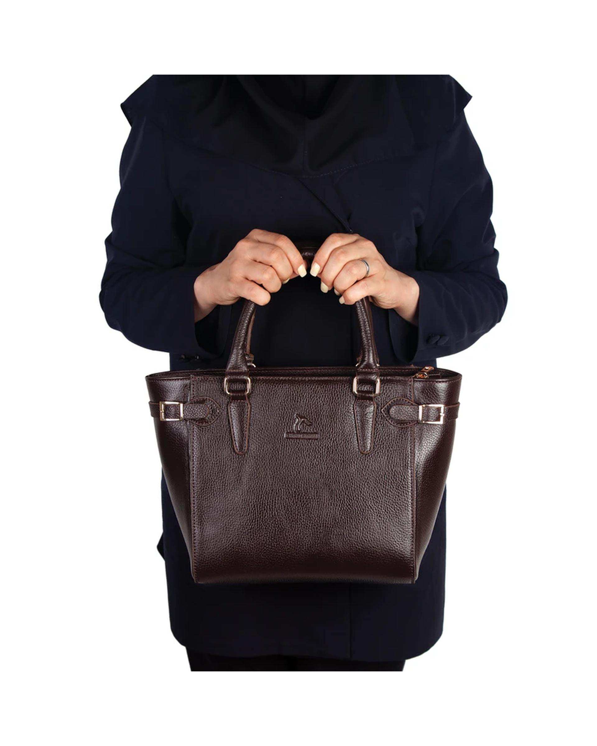 کیف دستی چرم زنانه قهوه ای چرم بارز Charm Barez مدل DZ67.1