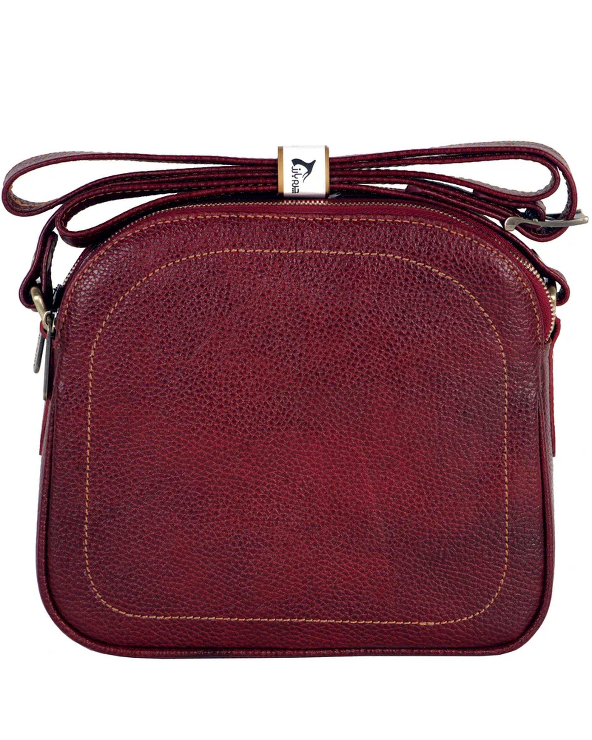 کیف دوشی چرم زنانه زرشکی چرم بارز Charm Barez مدل DG81.1