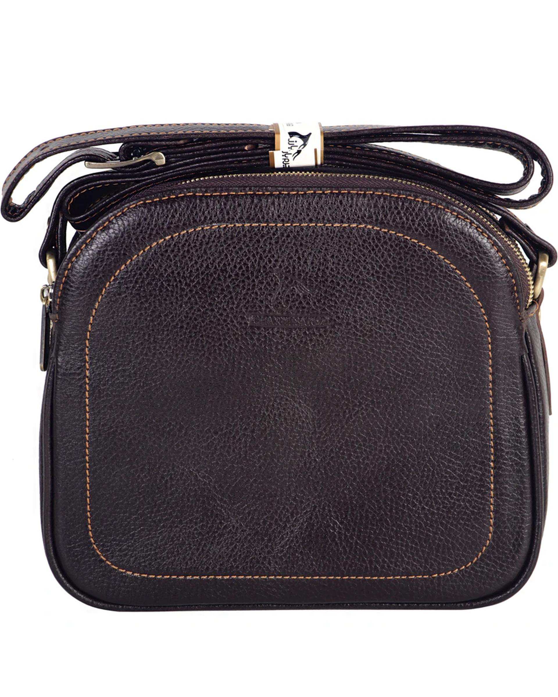 کیف دوشی چرم زنانه قهوه ای چرم بارز Charm Barez مدل DG81.1