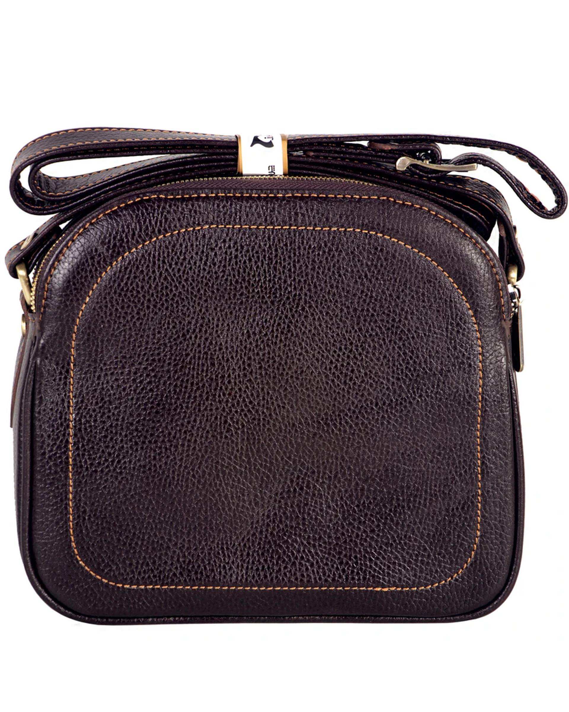 کیف دوشی چرم زنانه قهوه ای چرم بارز Charm Barez مدل DG81.1