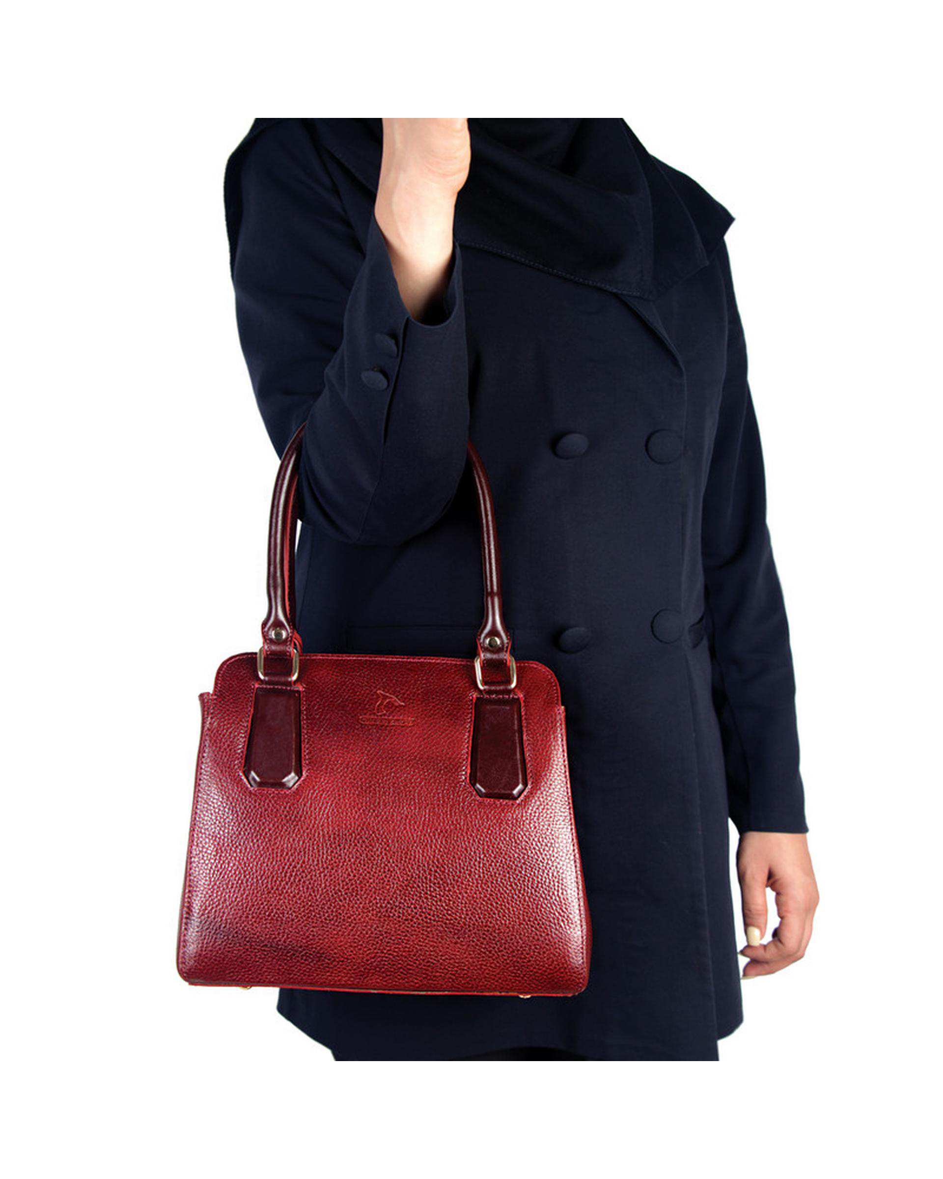 کیف دستی چرم زنانه زرشکی چرم بارز Charm Barez مدل DZ68.1