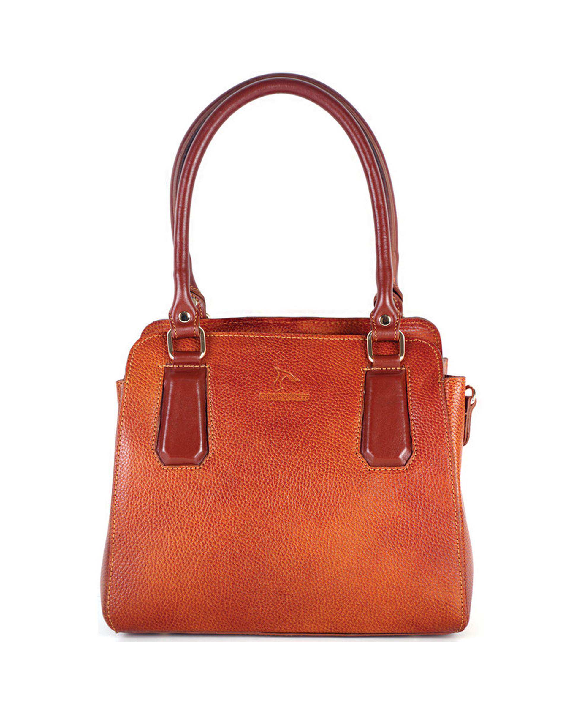 کیف دستی چرم زنانه عسلی چرم بارز Charm Barez مدل DZ68.1