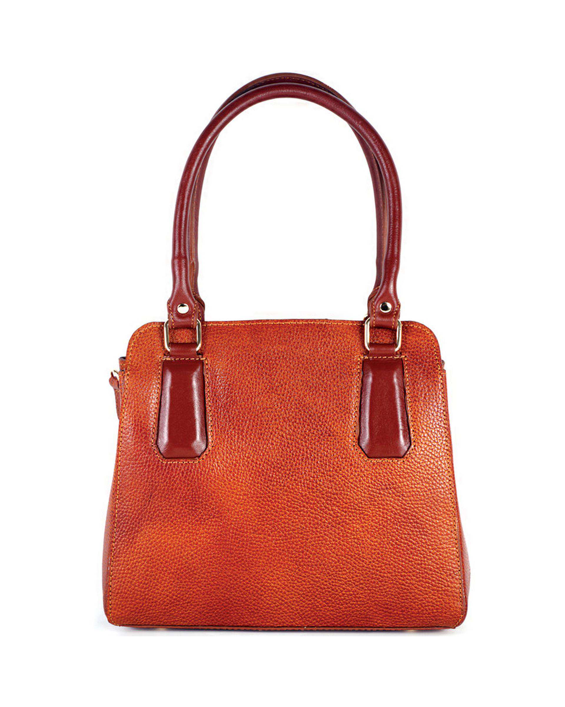 کیف دستی چرم زنانه عسلی چرم بارز Charm Barez مدل DZ68.1