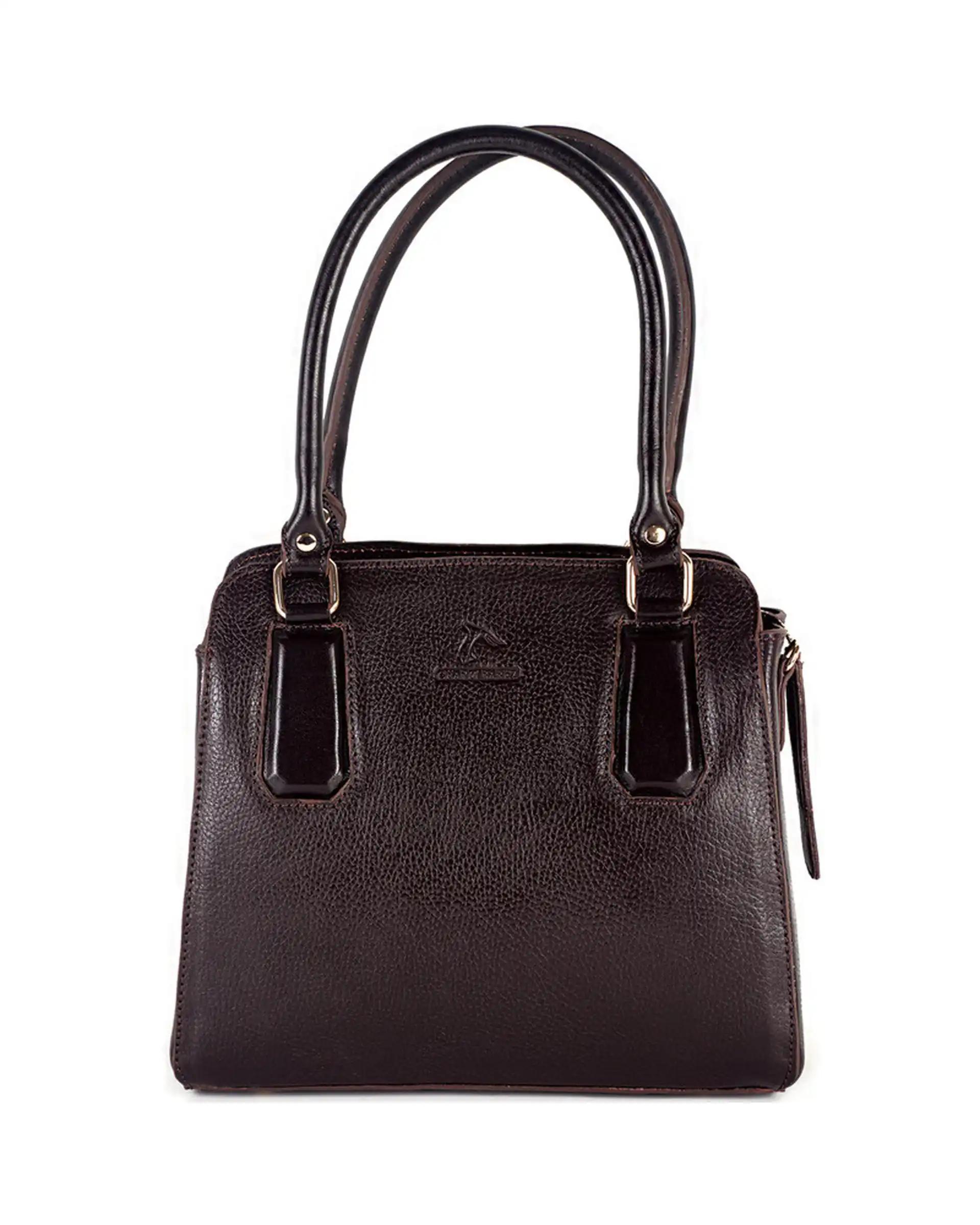 کیف دستی چرم زنانه قهوه ای چرم بارز Charm Barez مدل DZ68.1