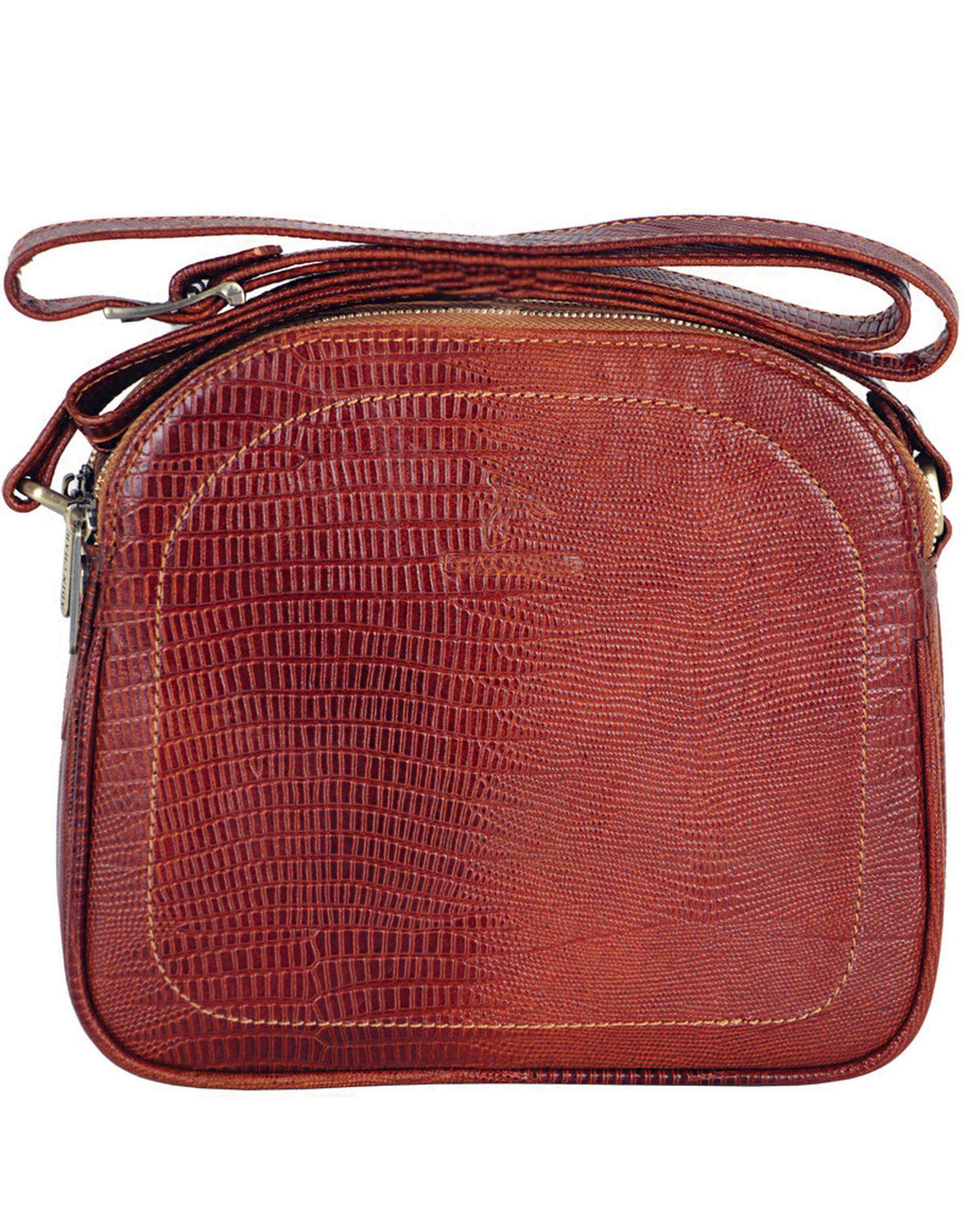 کیف دوشی چرم زنانه عسلی چرم بارز Charm Barez مدل DG81.Lizard