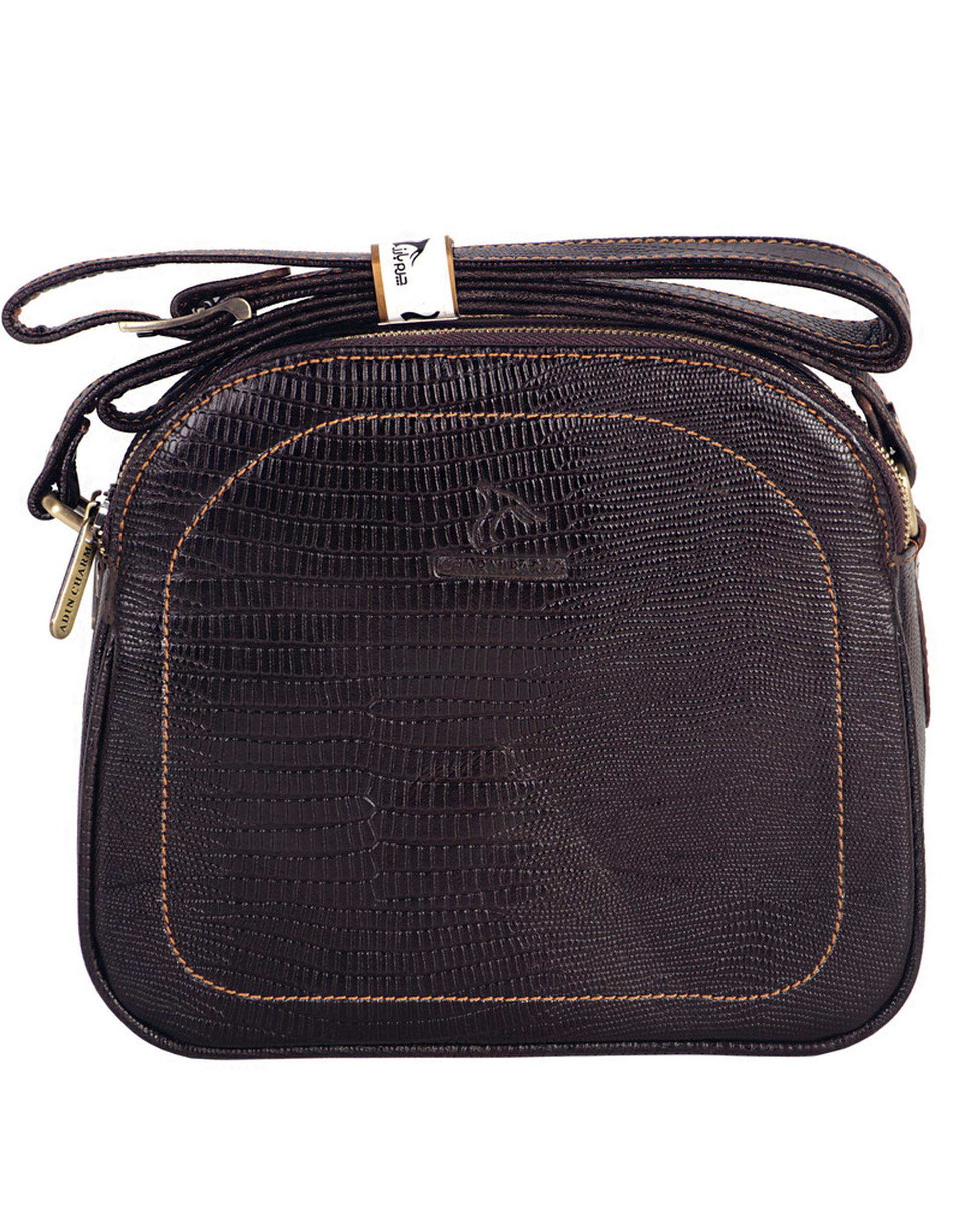 کیف دوشی چرم زنانه قهوه ای چرم بارز Charm Barez مدل DG81.Lizard