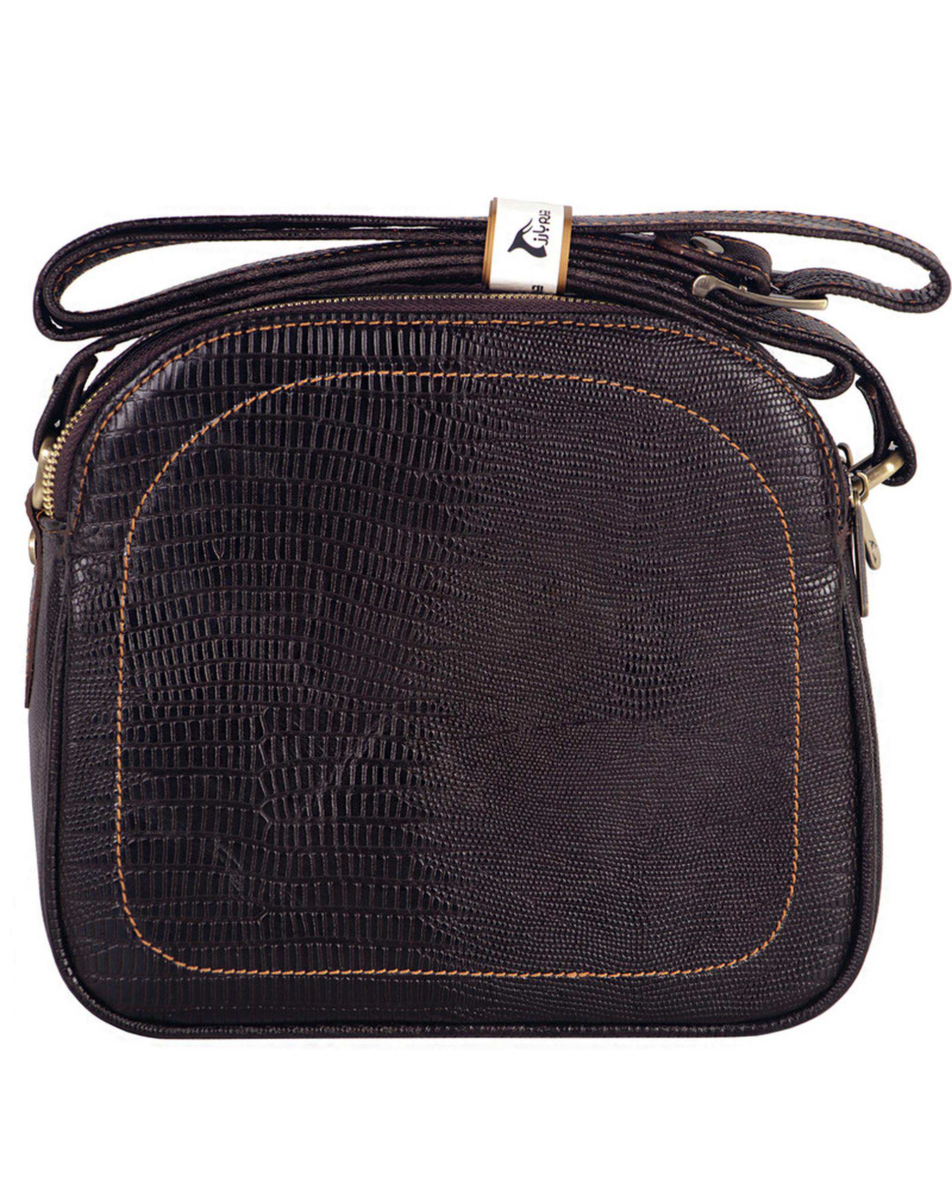 کیف دوشی چرم زنانه قهوه ای چرم بارز Charm Barez مدل DG81.Lizard