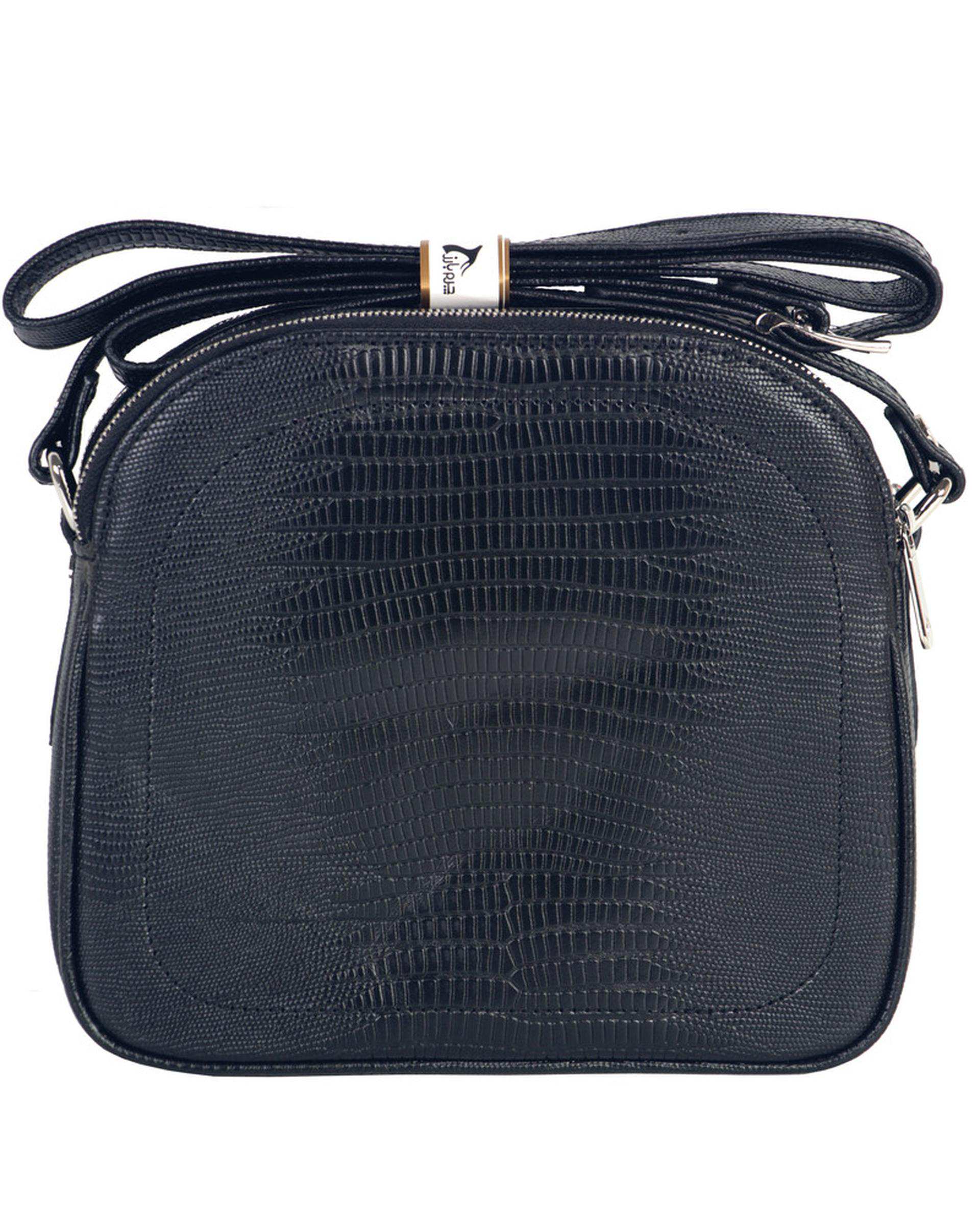 کیف دوشی چرم زنانه مشکی چرم بارز Charm Barez مدل DG81.Lizard